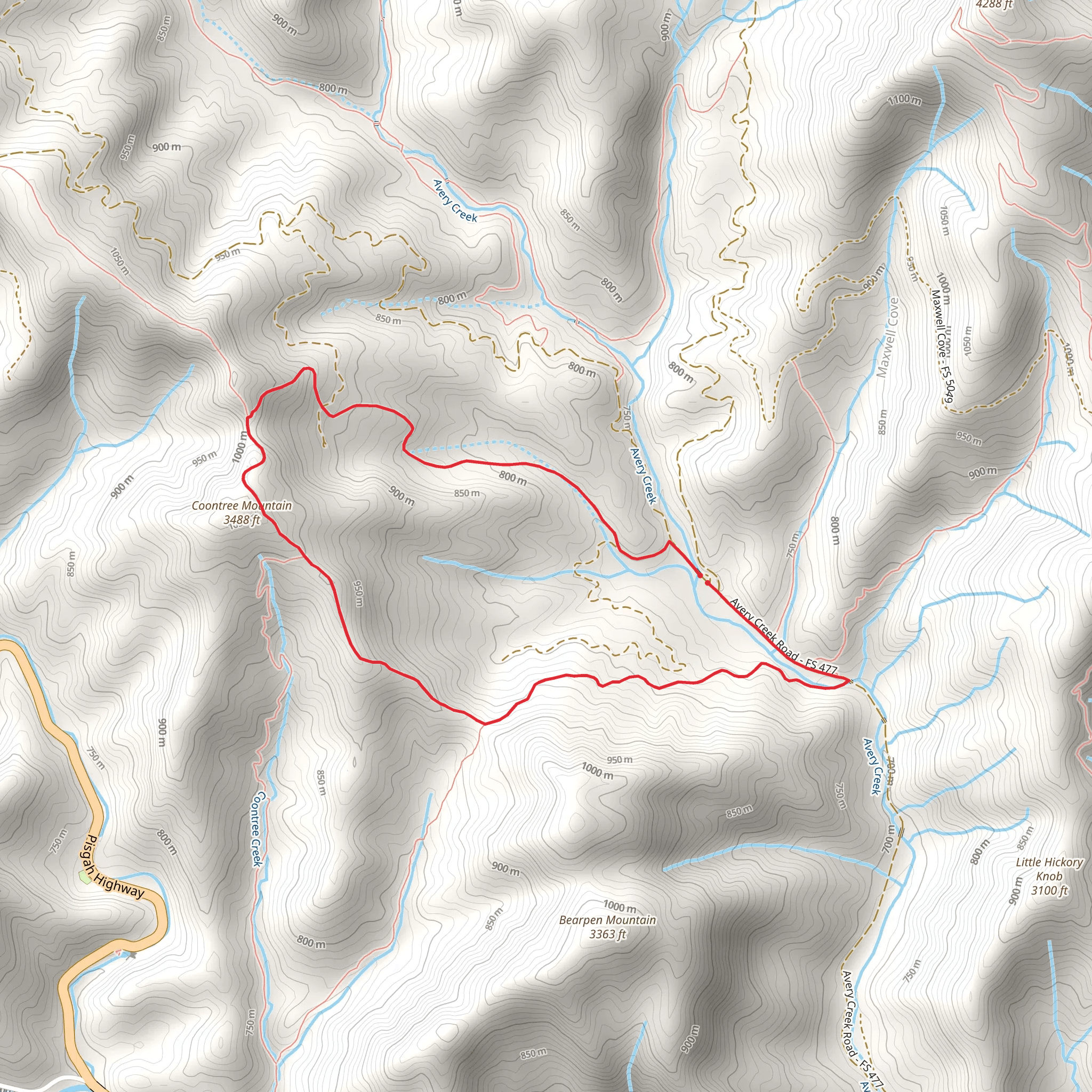 Perry Cove and Bennett Gap Loop Trail mobile static map
