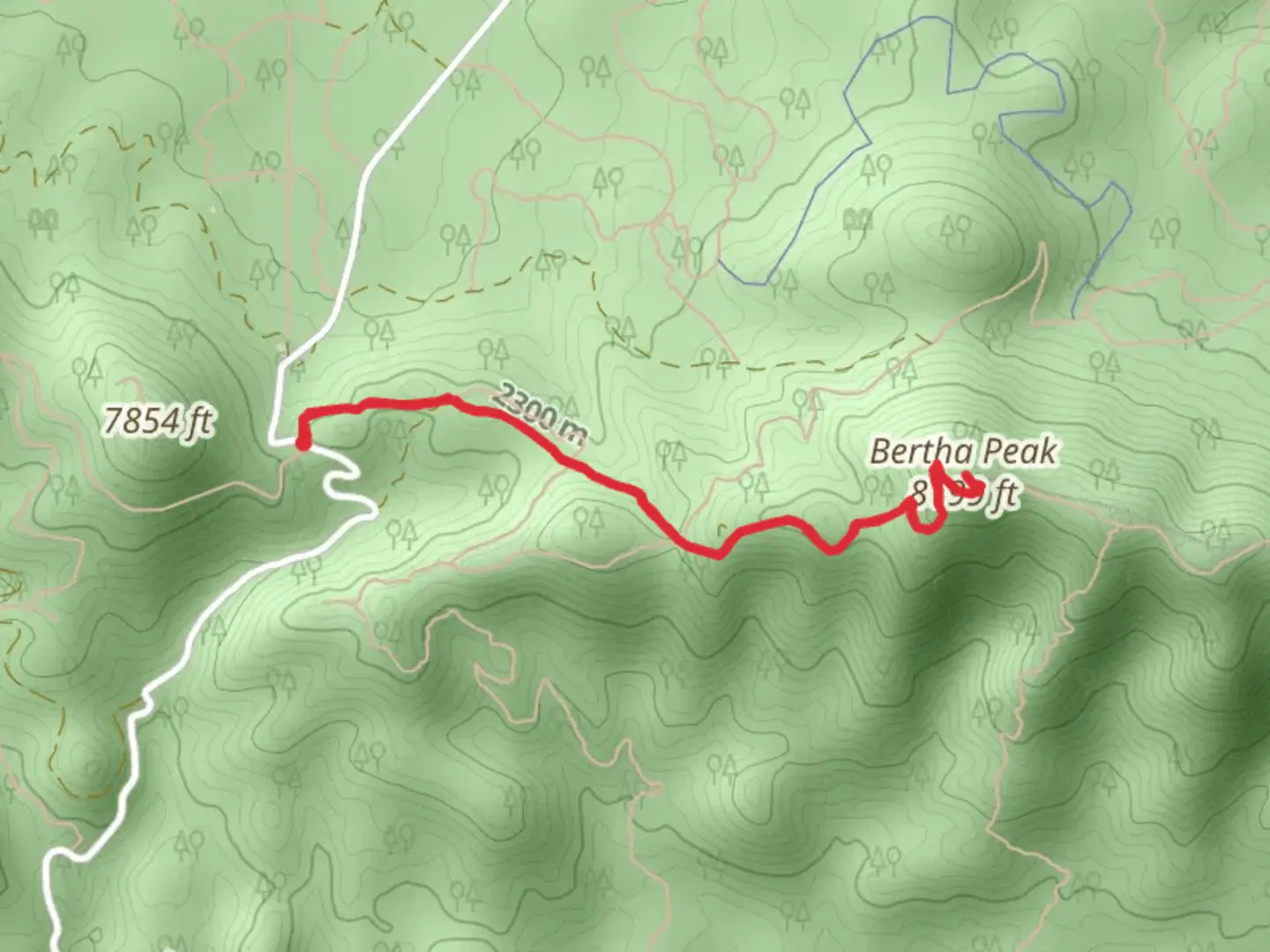An image depicting the trail Bertha Peak and its surrounding area.