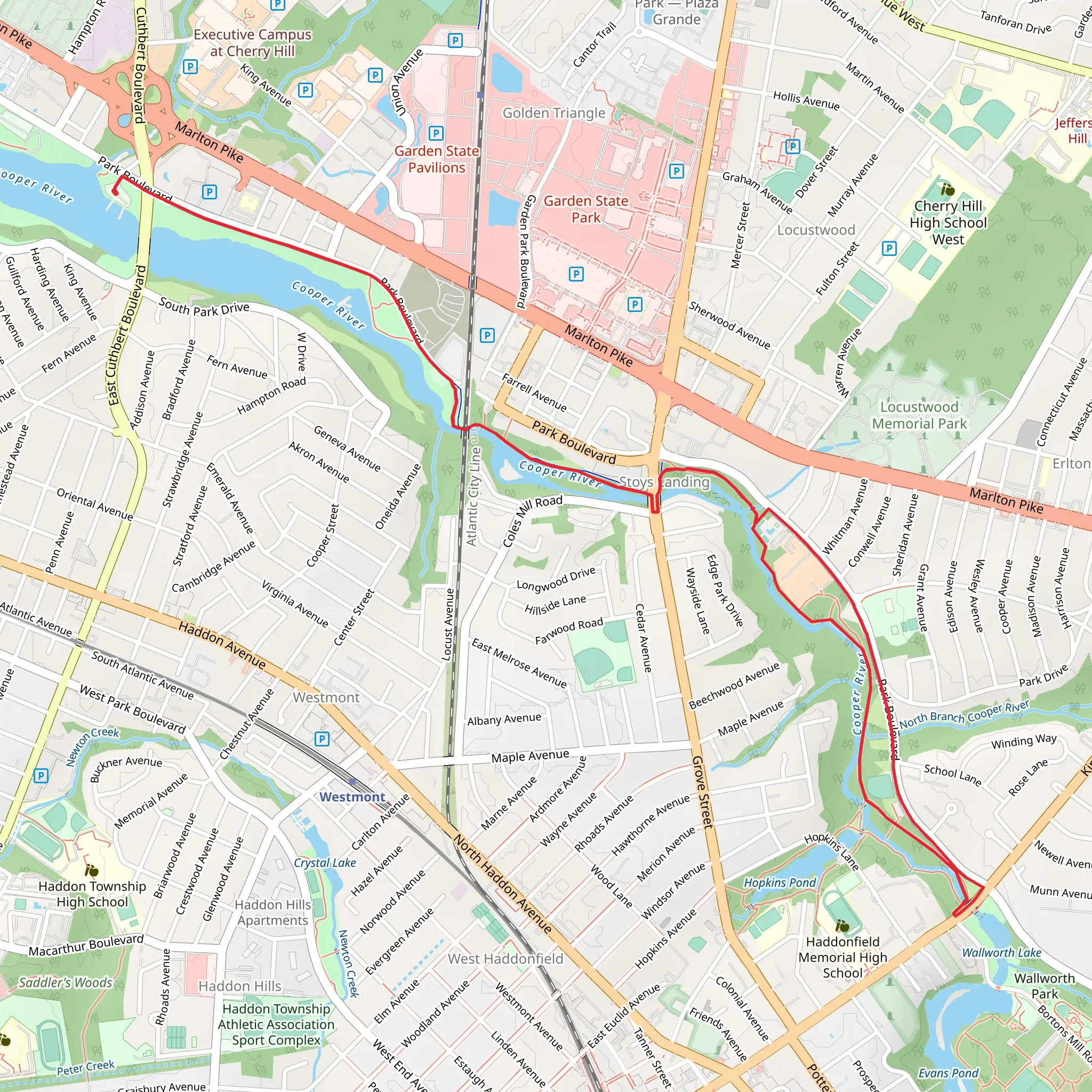 Cooper River Trail and Maria Barnaby Greenwald Trail mobile static map