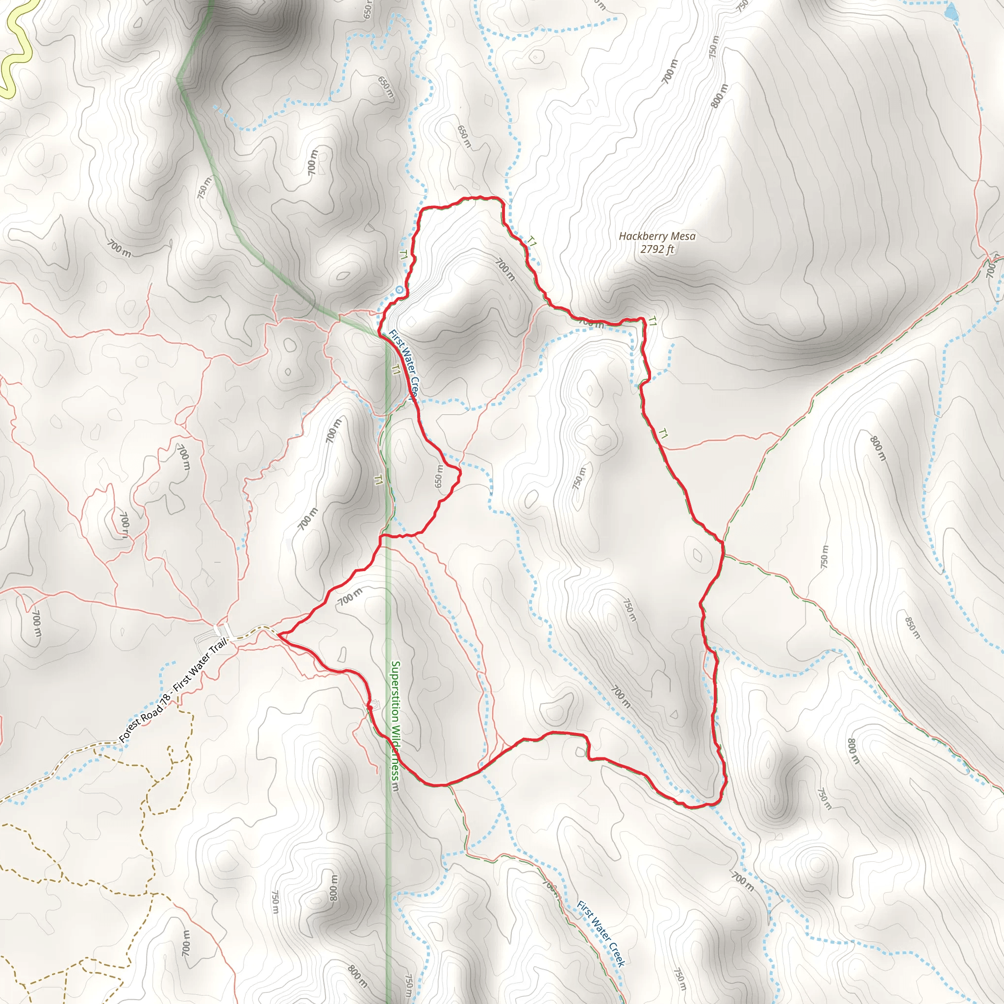 Hackberry Spring Loop Trail mobile static map