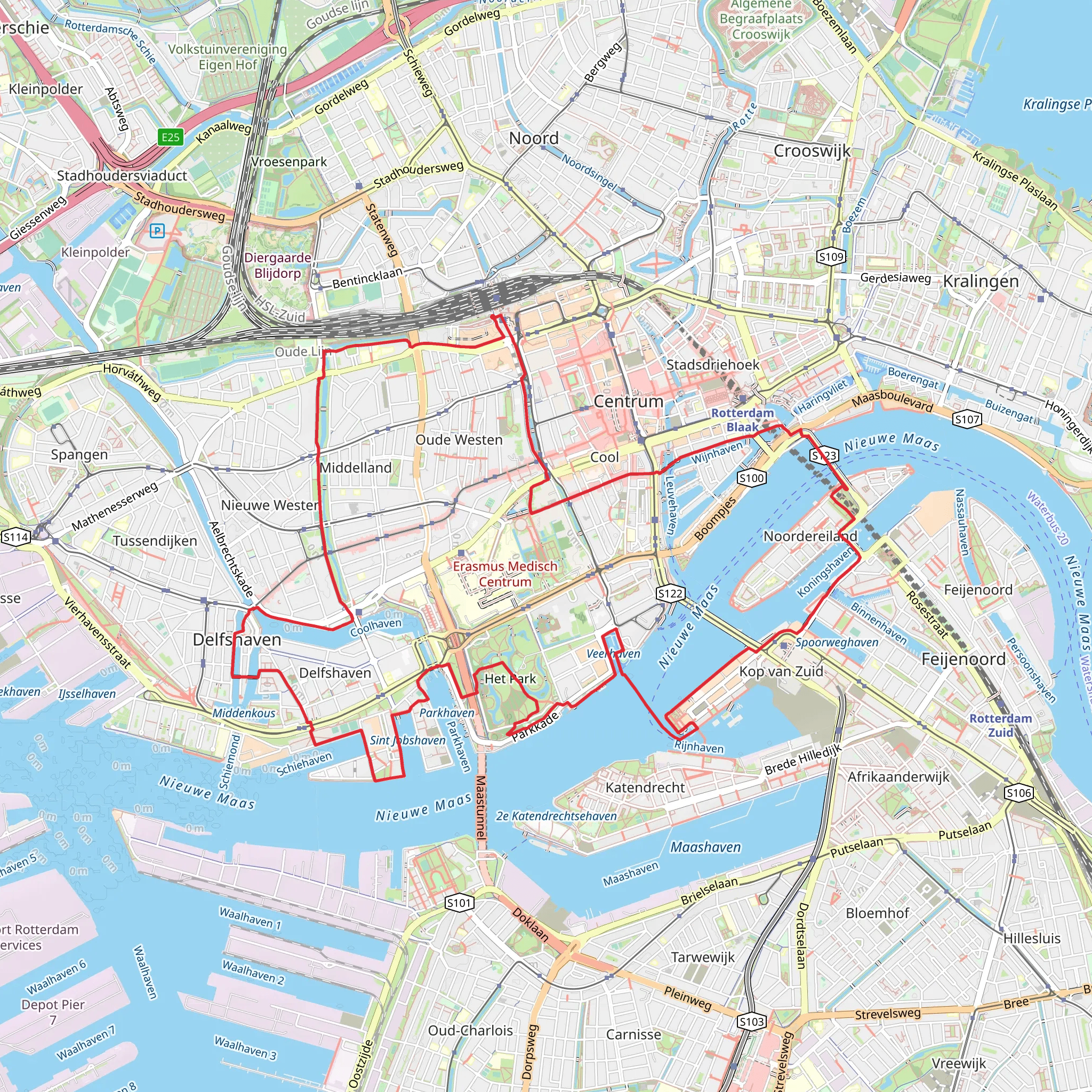 Rochussenstraat, Westerkade and Wilnelminakade Loop mobile static map