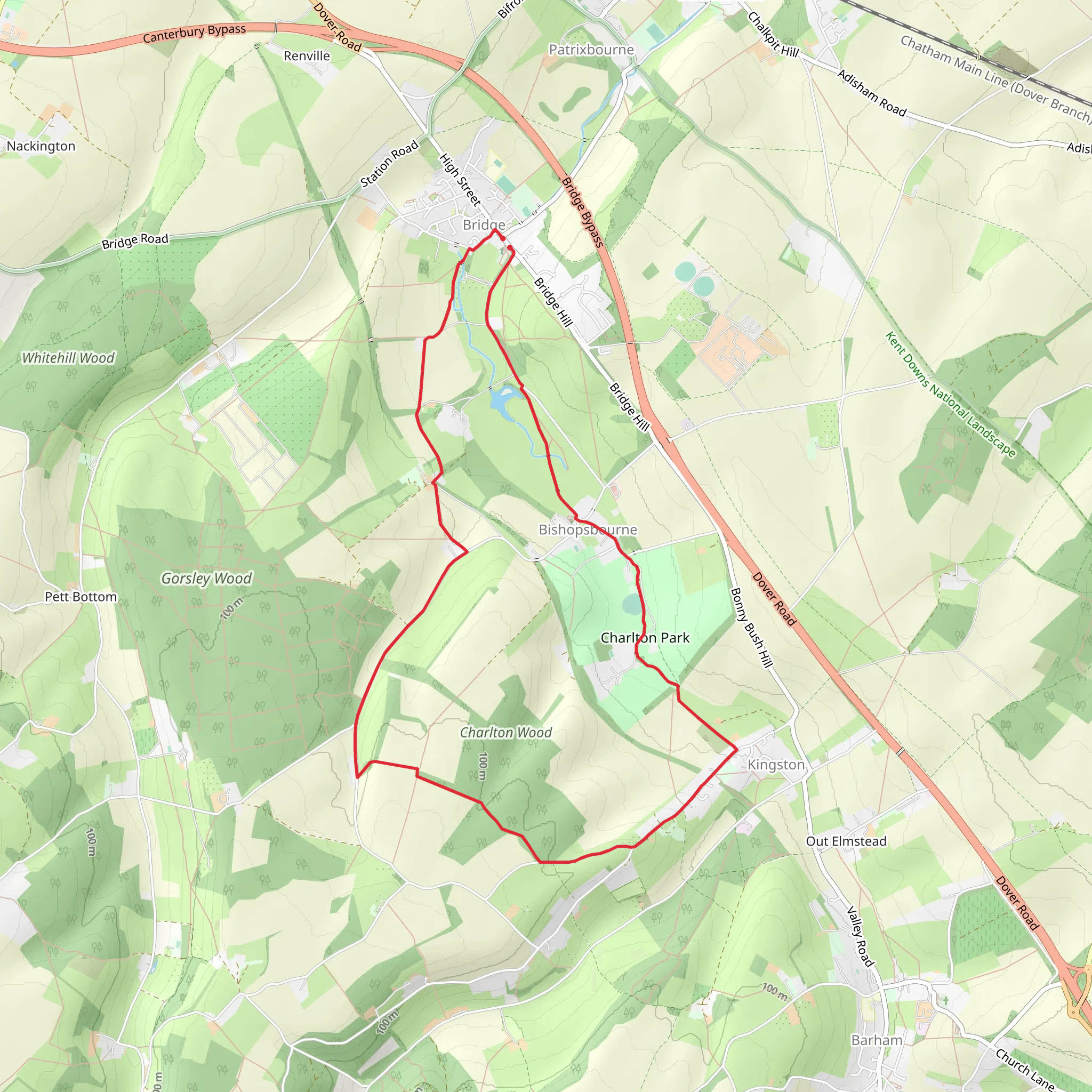 The Outdoor Guide - Sibton Park - Three Kent villages Walk mobile static map