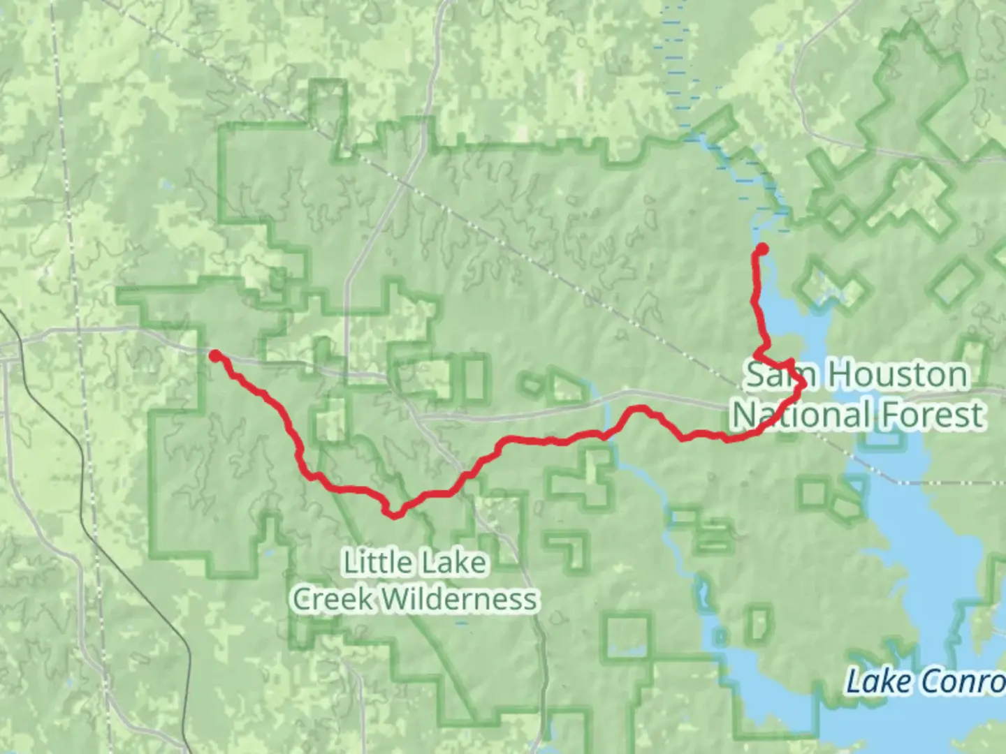 An image depicting the trail Lone Star Hiking Trail and its surrounding area.