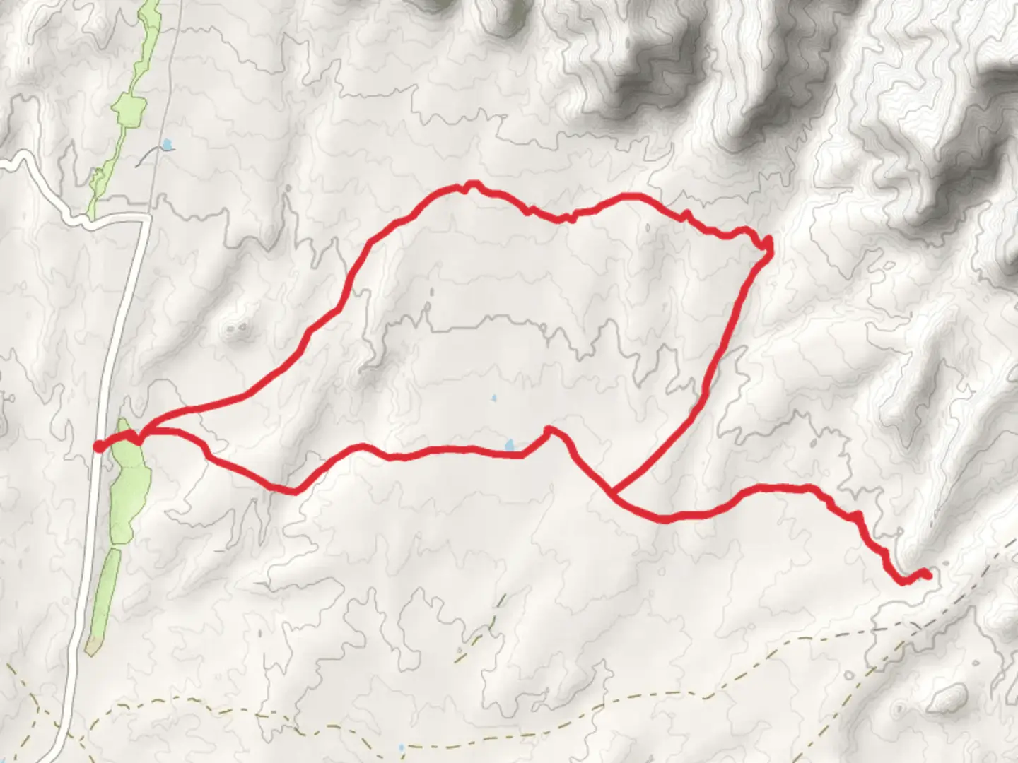 An image depicting the trail Vegetarian and Lower Edge Loop Trail and its surrounding area.