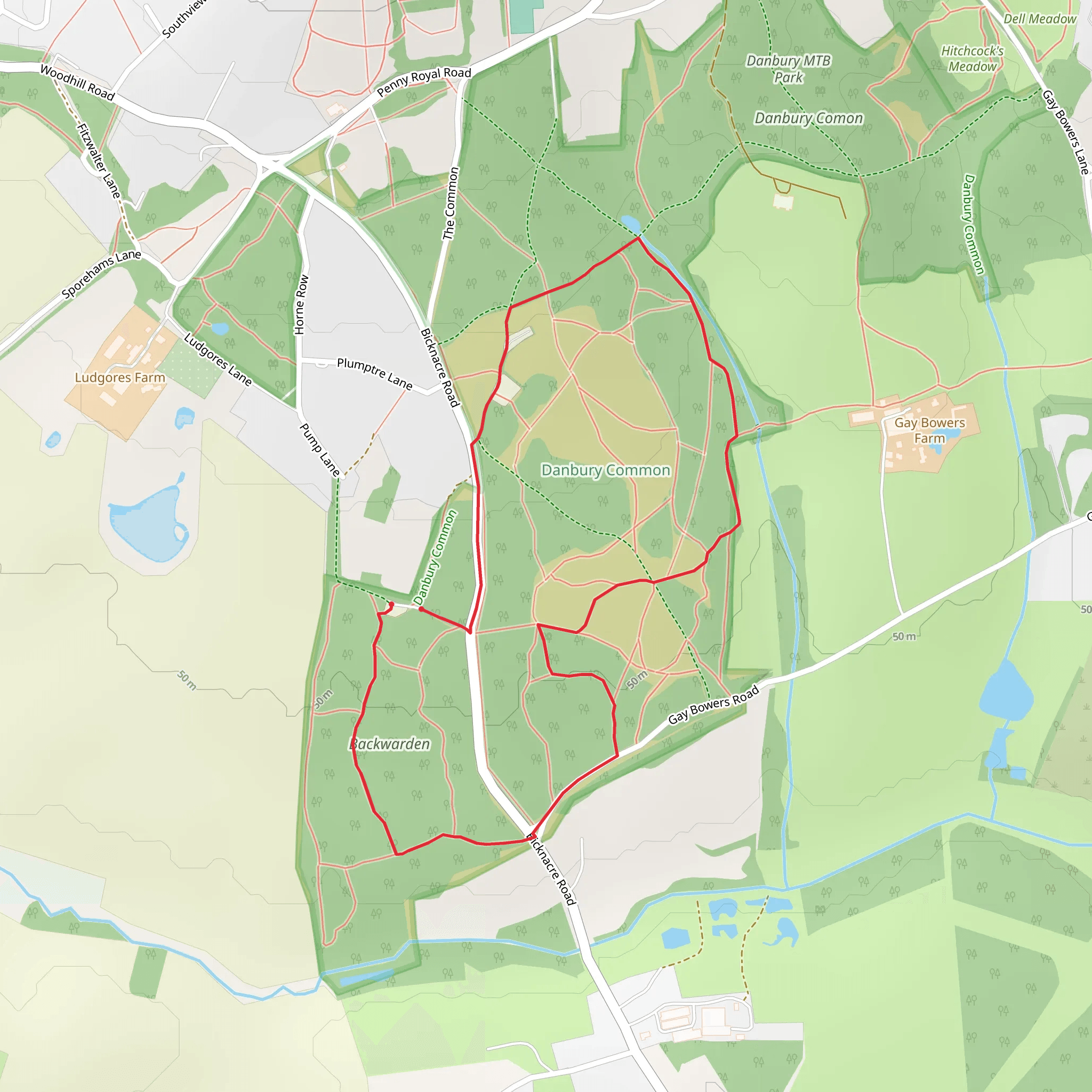 Danbury Common Loop mobile static map