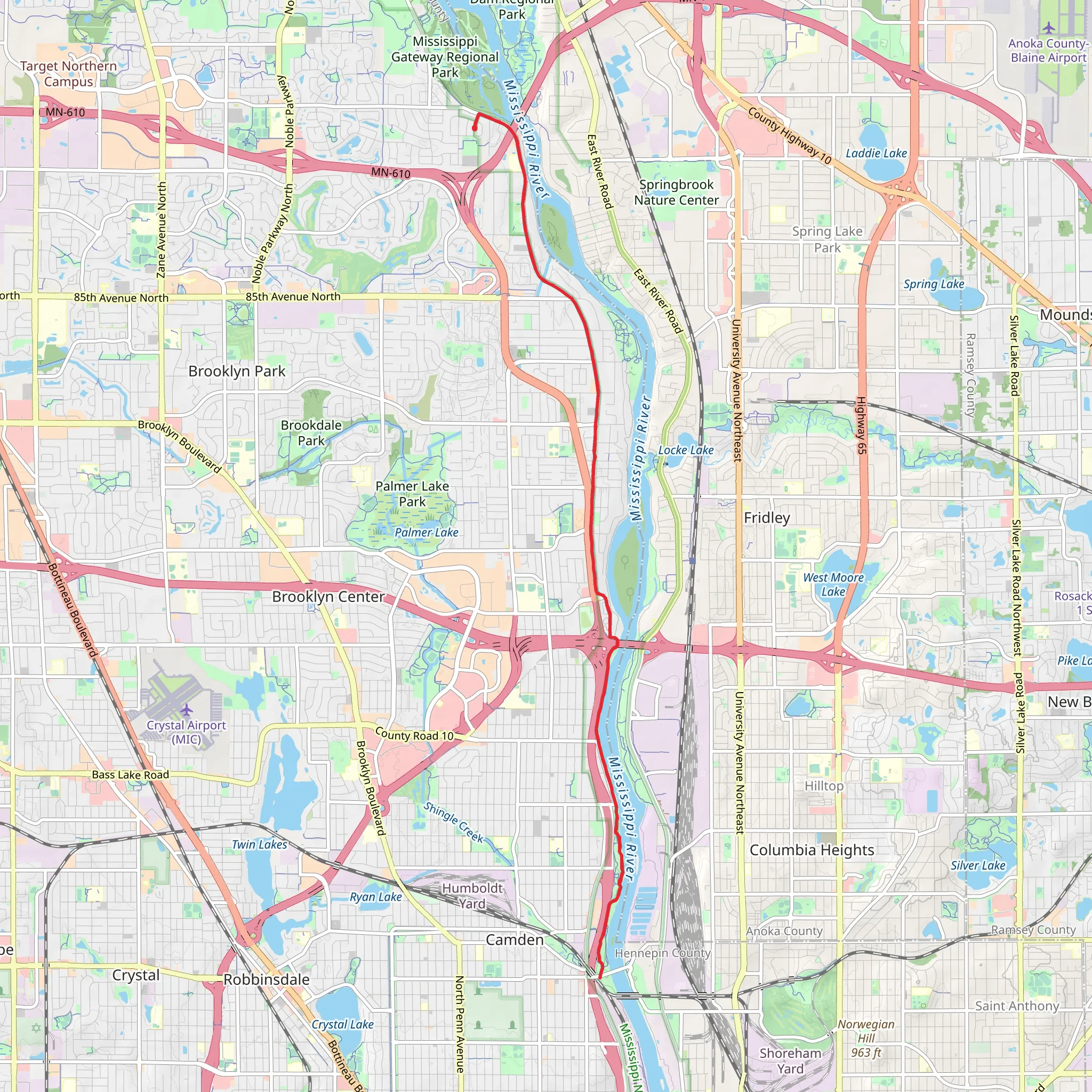 Walk along Mississippi River - Coon Rapids Dam Regional Park mobile static map
