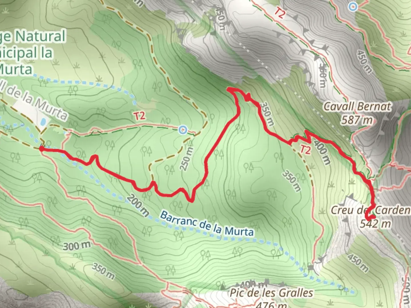 An image depicting the trail Cardinal's Creu PR CV 334 and its surrounding area.