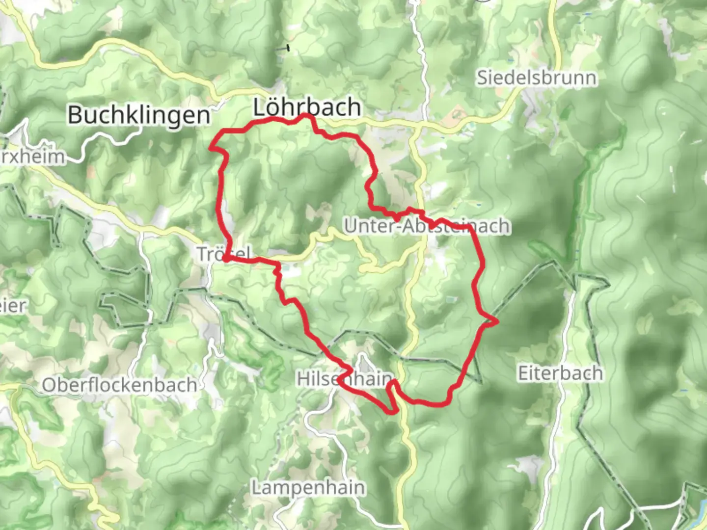 An image depicting the trail Trosel and Unterabtsteinach Loop and its surrounding area.