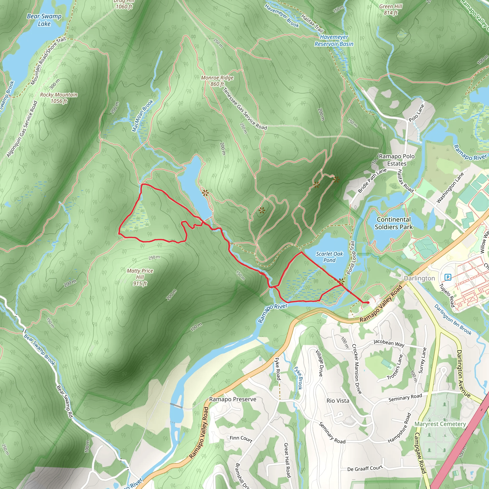 Vista, Marsh and Ridge Loop mobile static map
