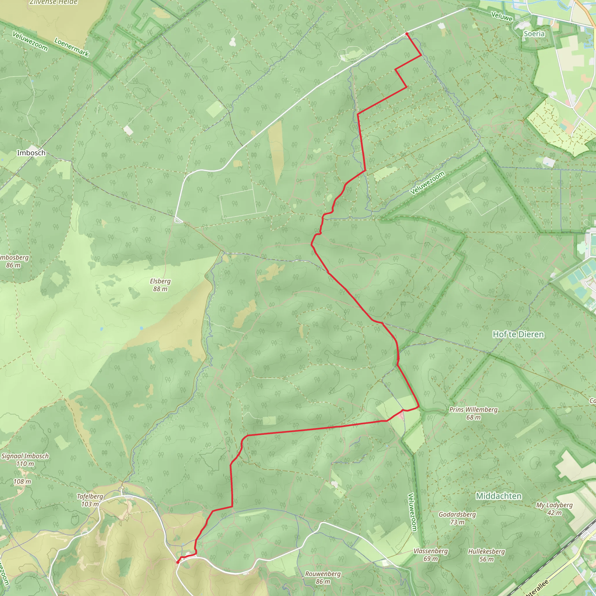 Posbank to Plaghak via Onzalige Bossen mobile static map