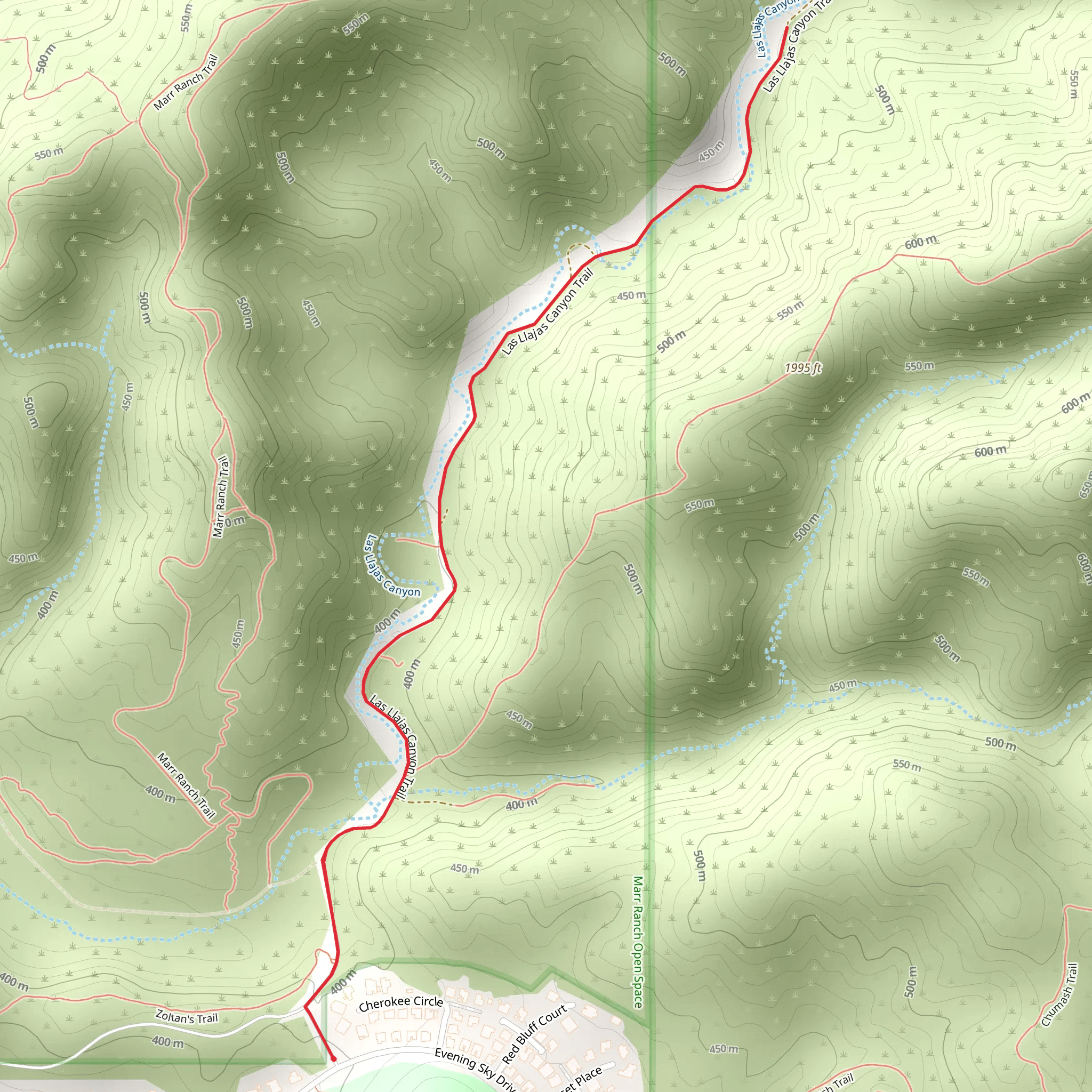 Las Llajas Canyon Trail mobile static map