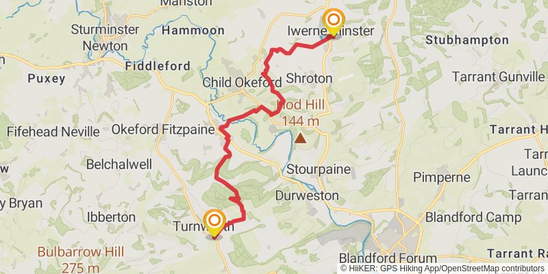 Wessex Heights from Dorchester to Salisbury stage 3 Map
