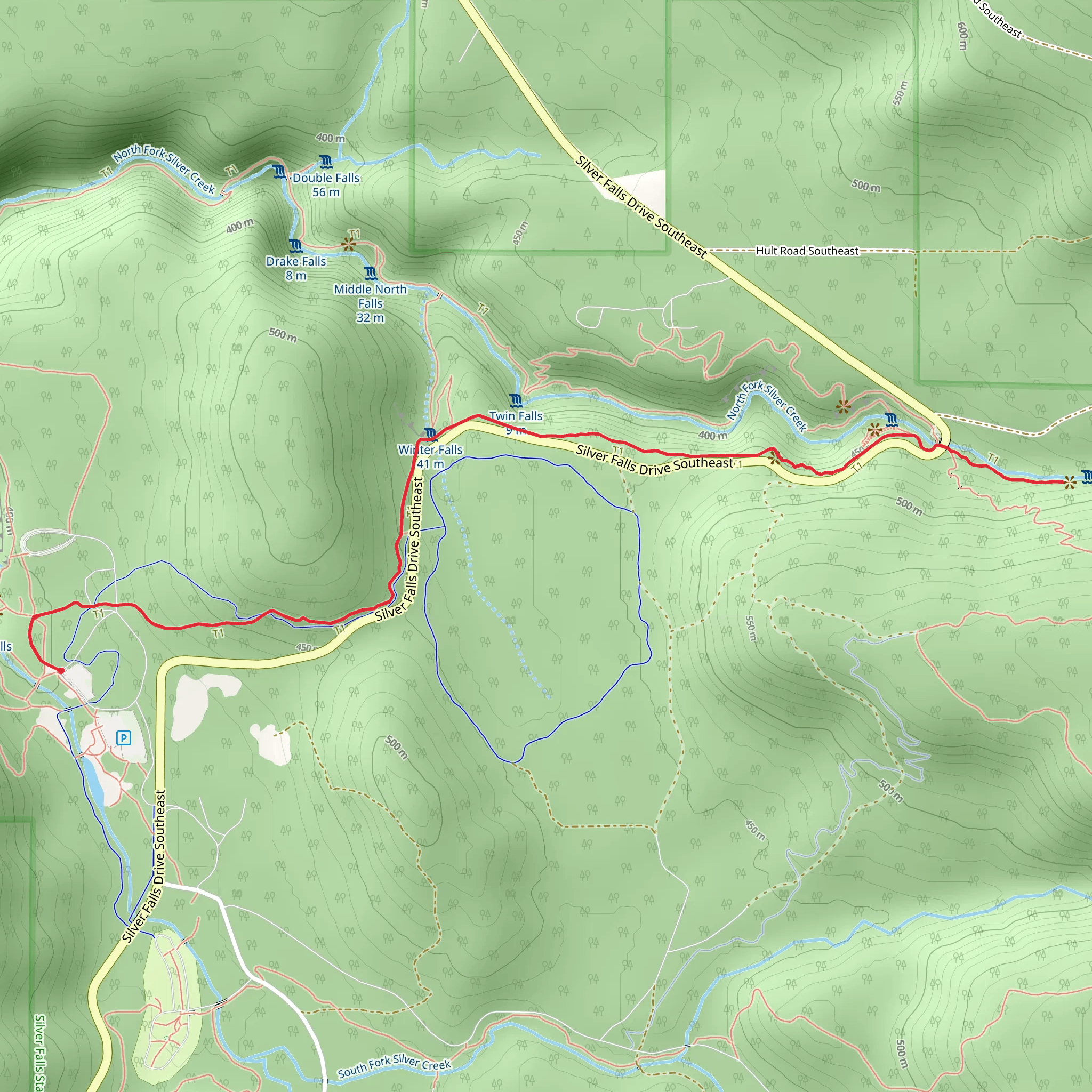 Rim Trail and North Falls Trail mobile static map