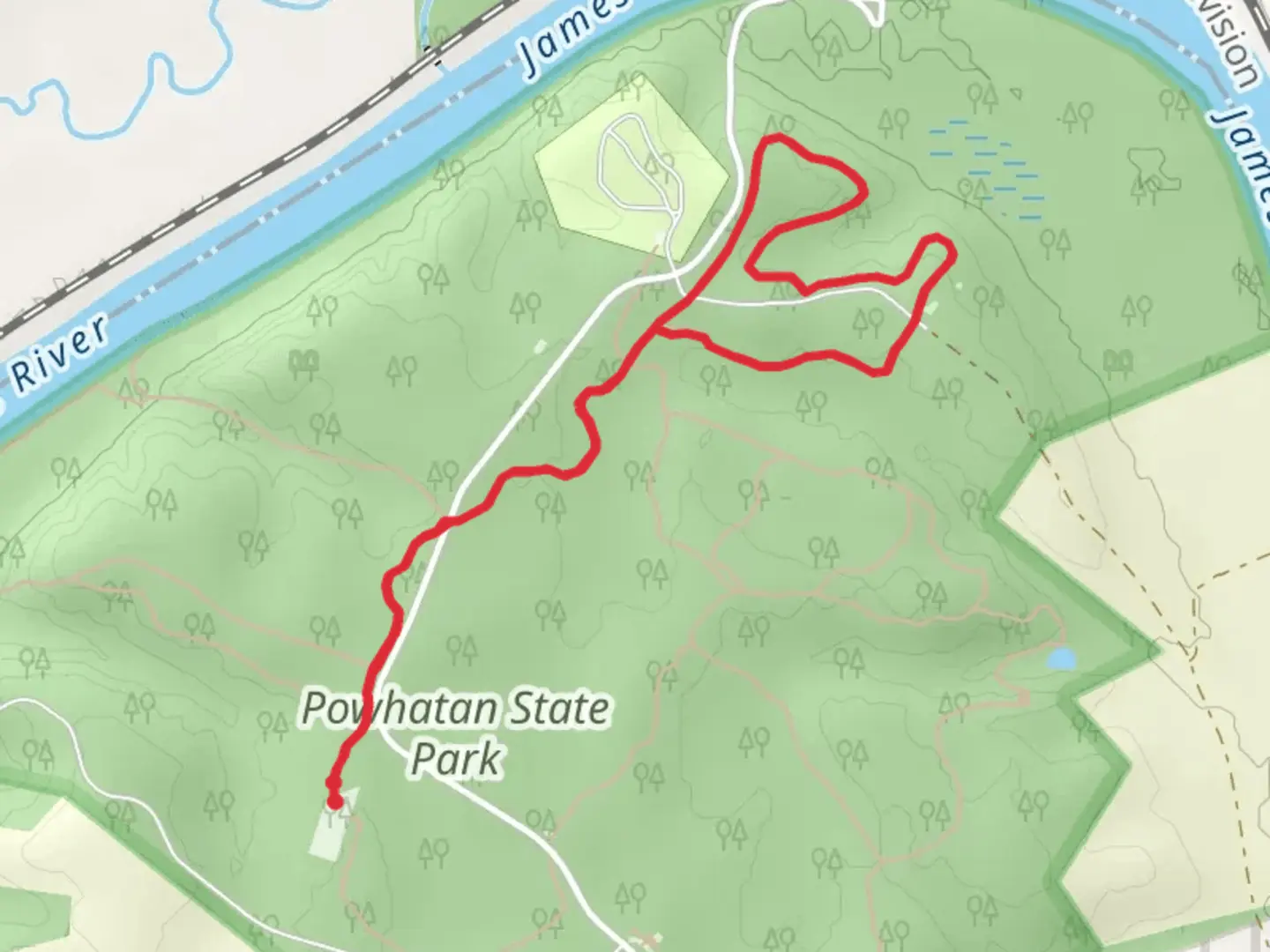 An image depicting the trail Coyote Run Loop via Turkey Trail and its surrounding area.