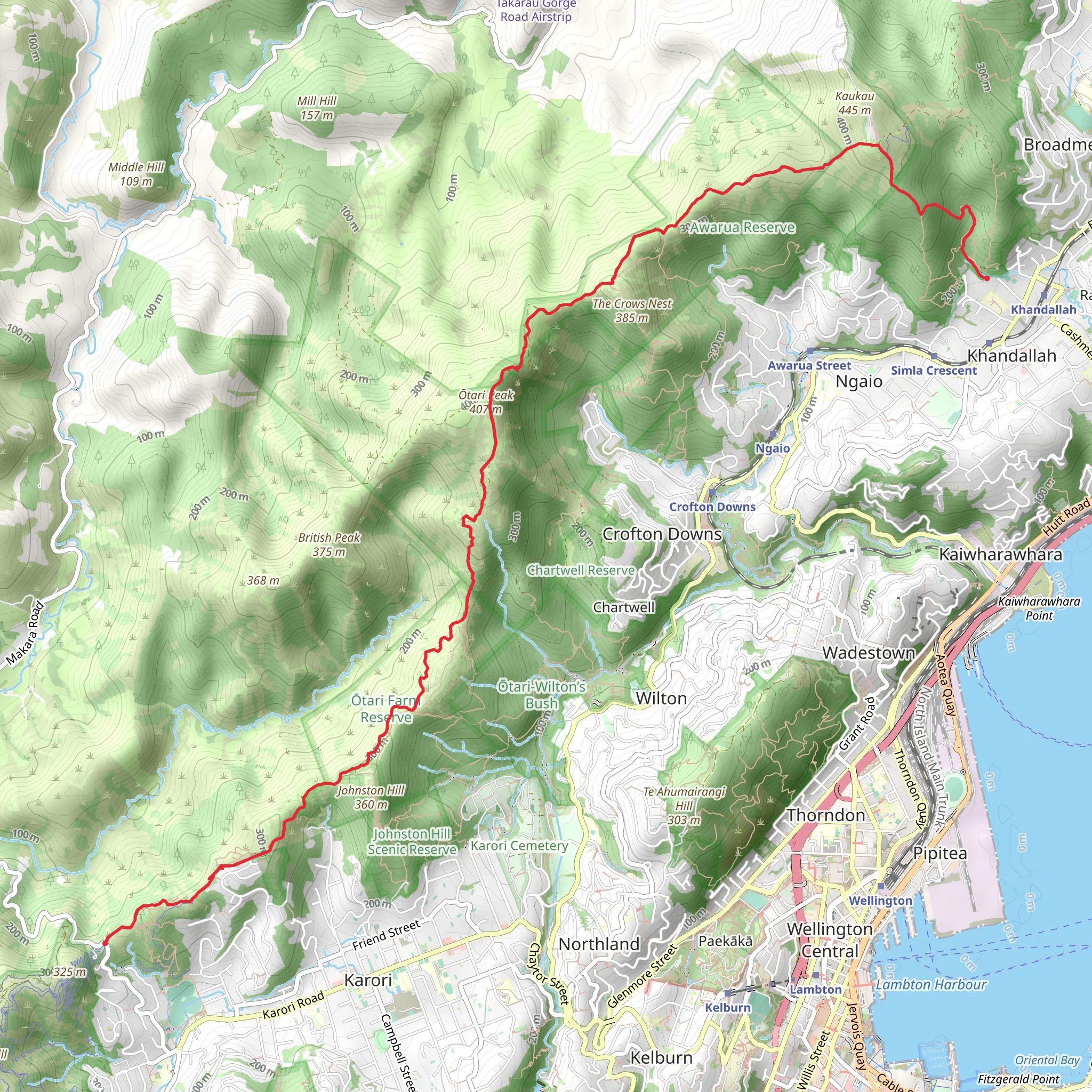 Skyline Track - Khandallah to Makara Road mobile static map