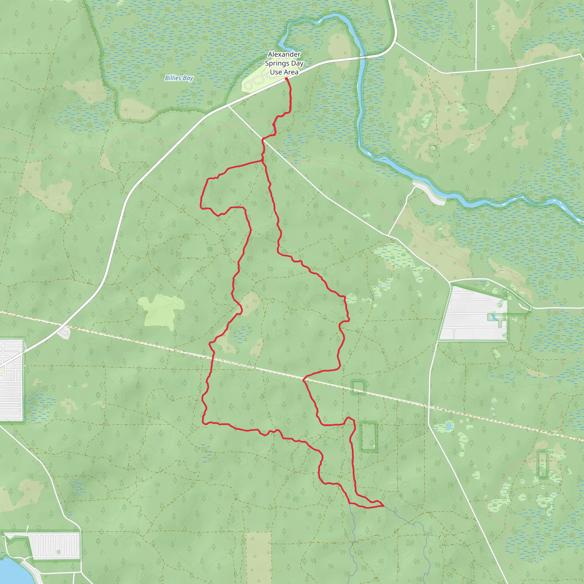 Alexander Springs Recreation Area Spur and Paisley Woods Loop Trail mobile static map