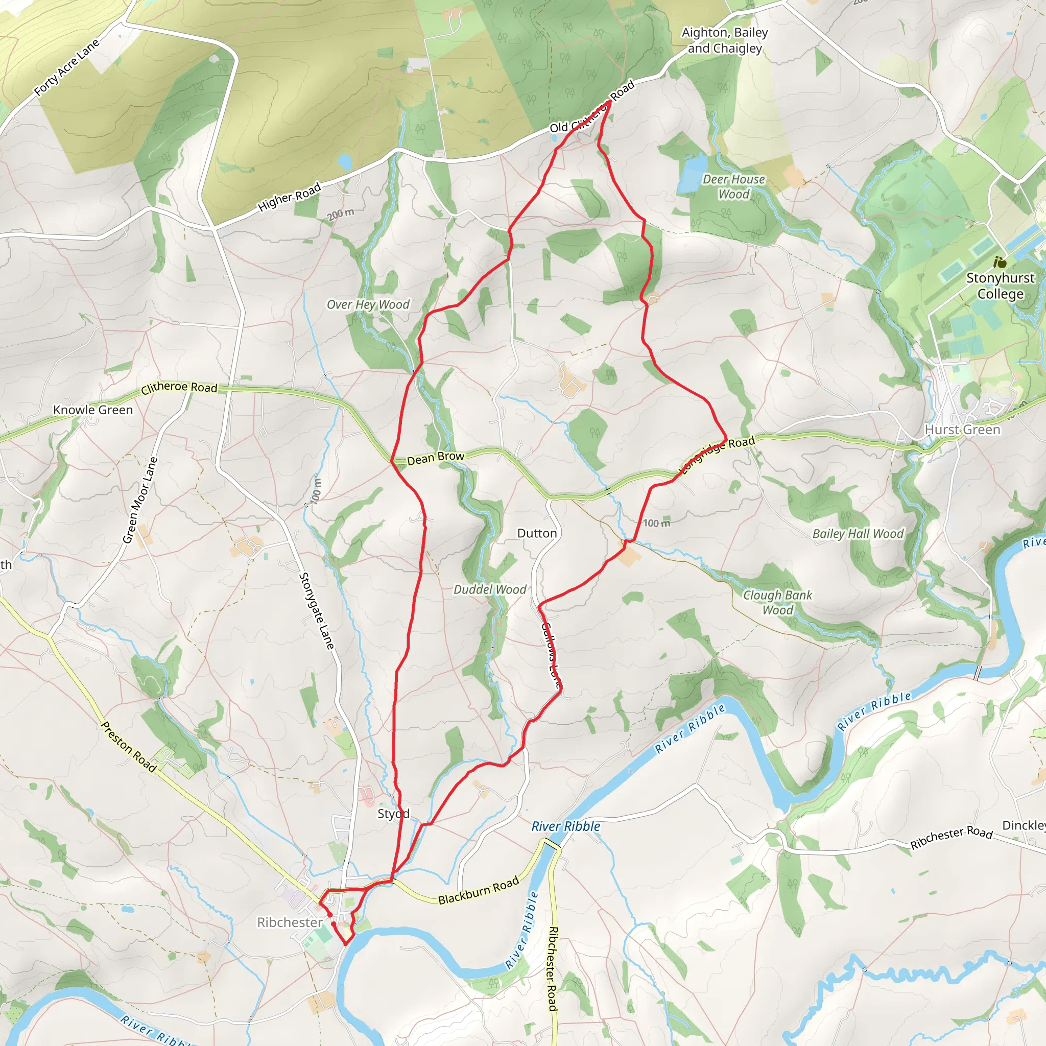 Ribchester Circular mobile static map