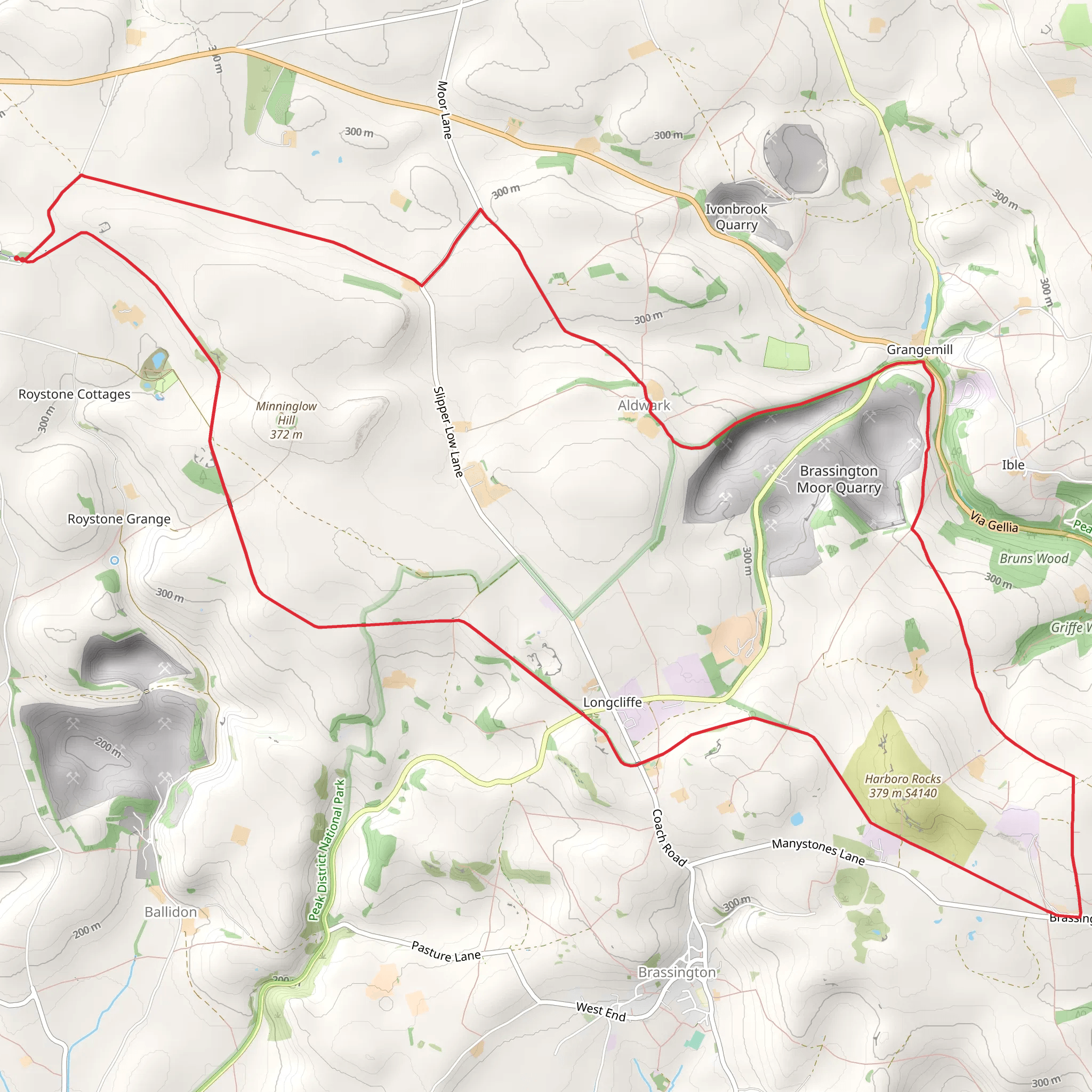Minninglow, Longcliffe and Aldwark Loop mobile static map