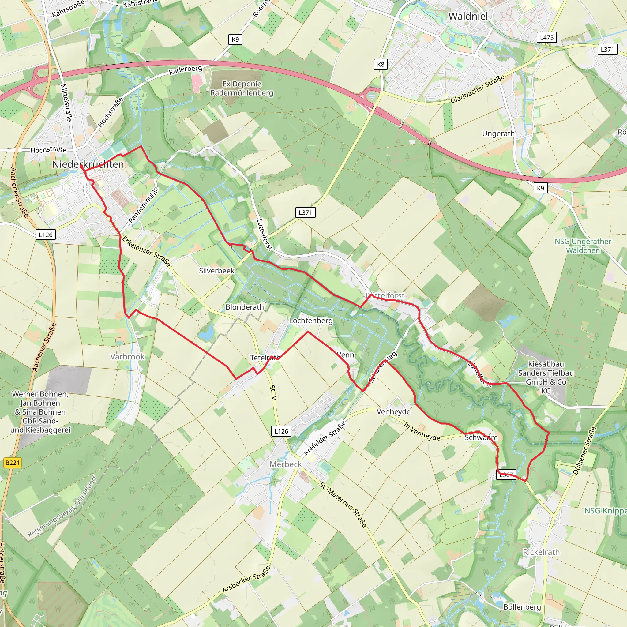 Niederkrüchten to Schwaam Loop via Schwalm mobile static map