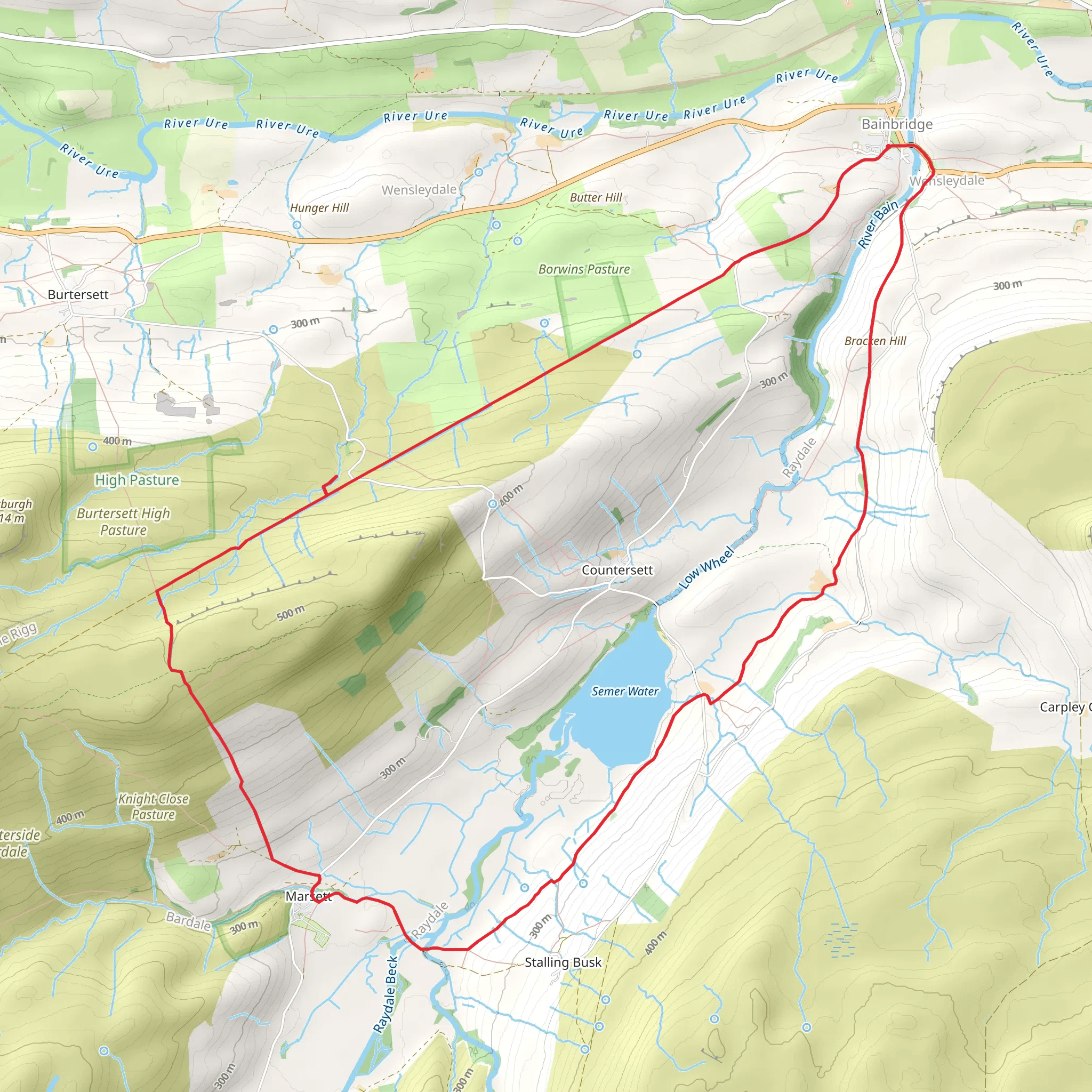Bainbridge - Raydale and Semer Water mobile static map