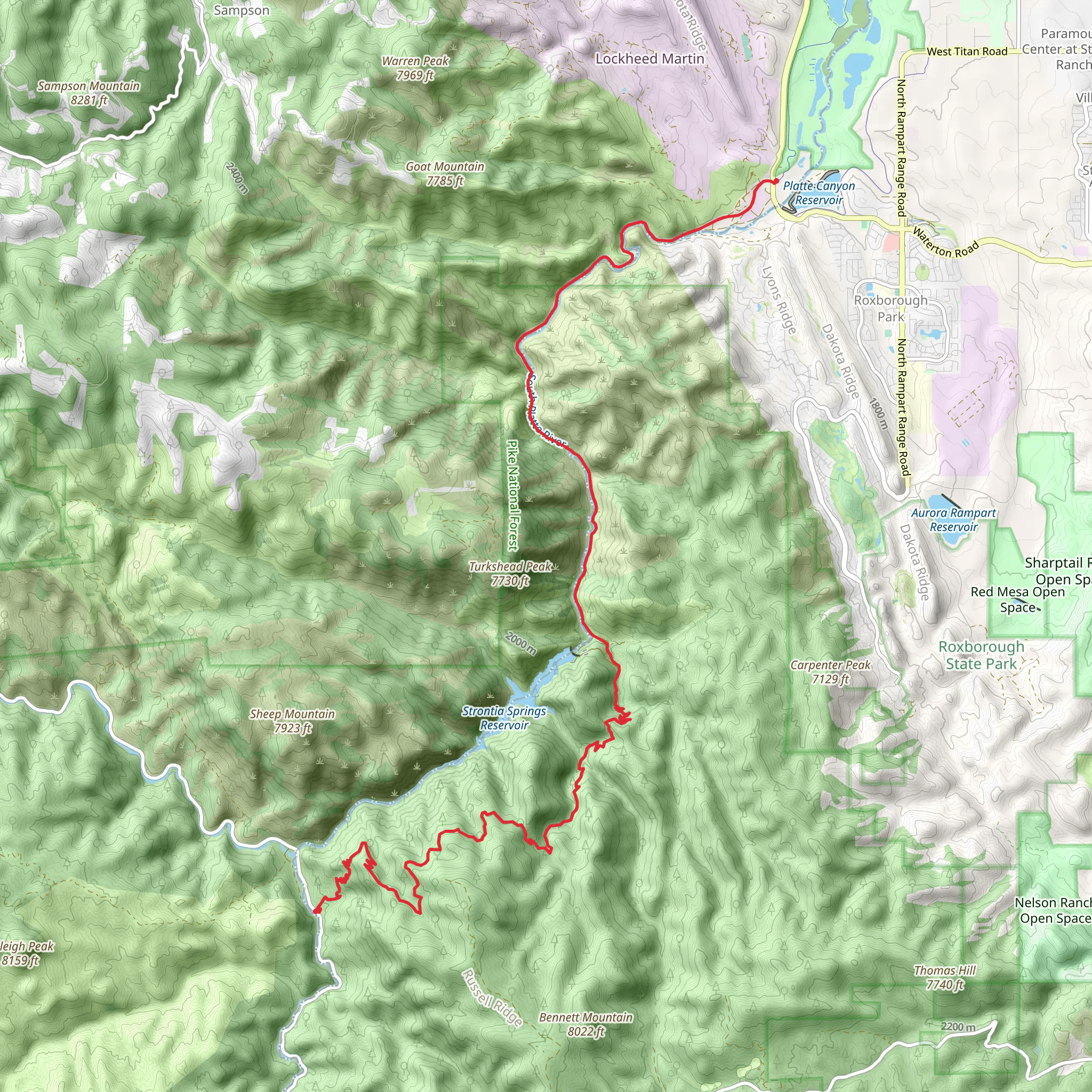 Colorado Trail from Kassler mobile static map