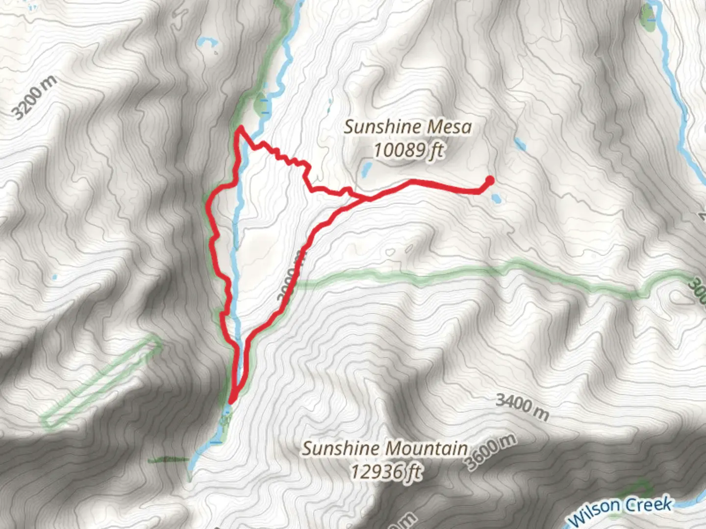 An image depicting the trail Wilson Mesa Trail and Morning Star Loop Trail and its surrounding area.