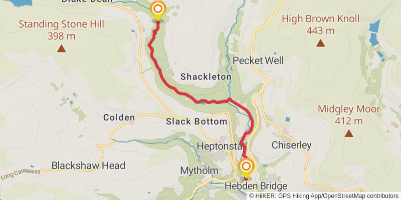 Bronte Loop from Hebden Bridge stage 3 Map