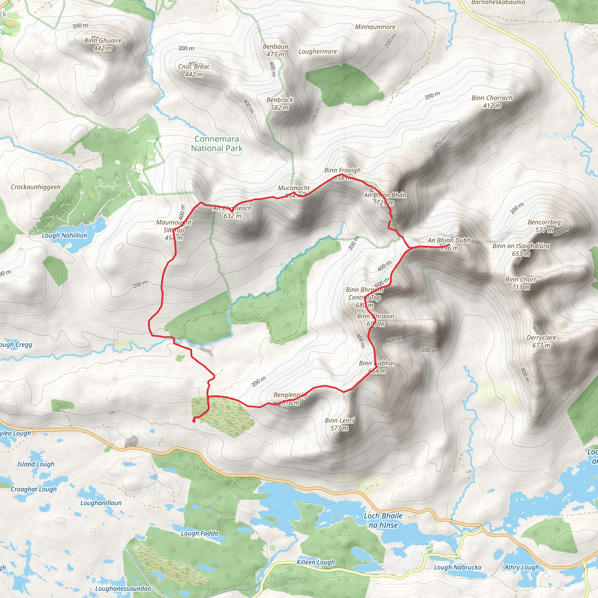 An Chailleach and An Bhinn Bhán Loop from Connemara mobile static map