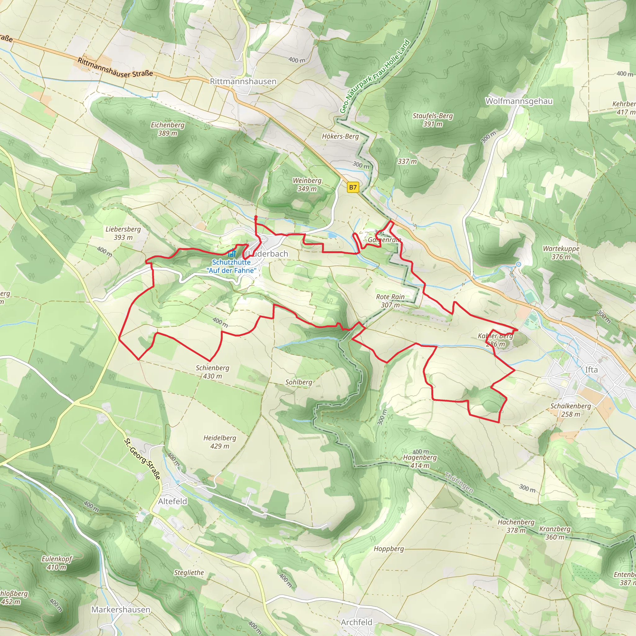 Schienberg, Kahler Berg and Galgenrain via Premiumwanderweg mobile static map