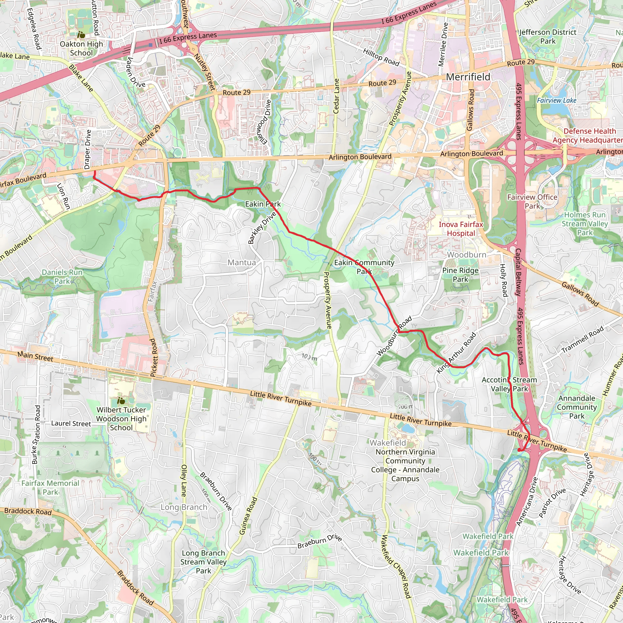 Thaiss Memorial Park via Cross County Trail mobile static map