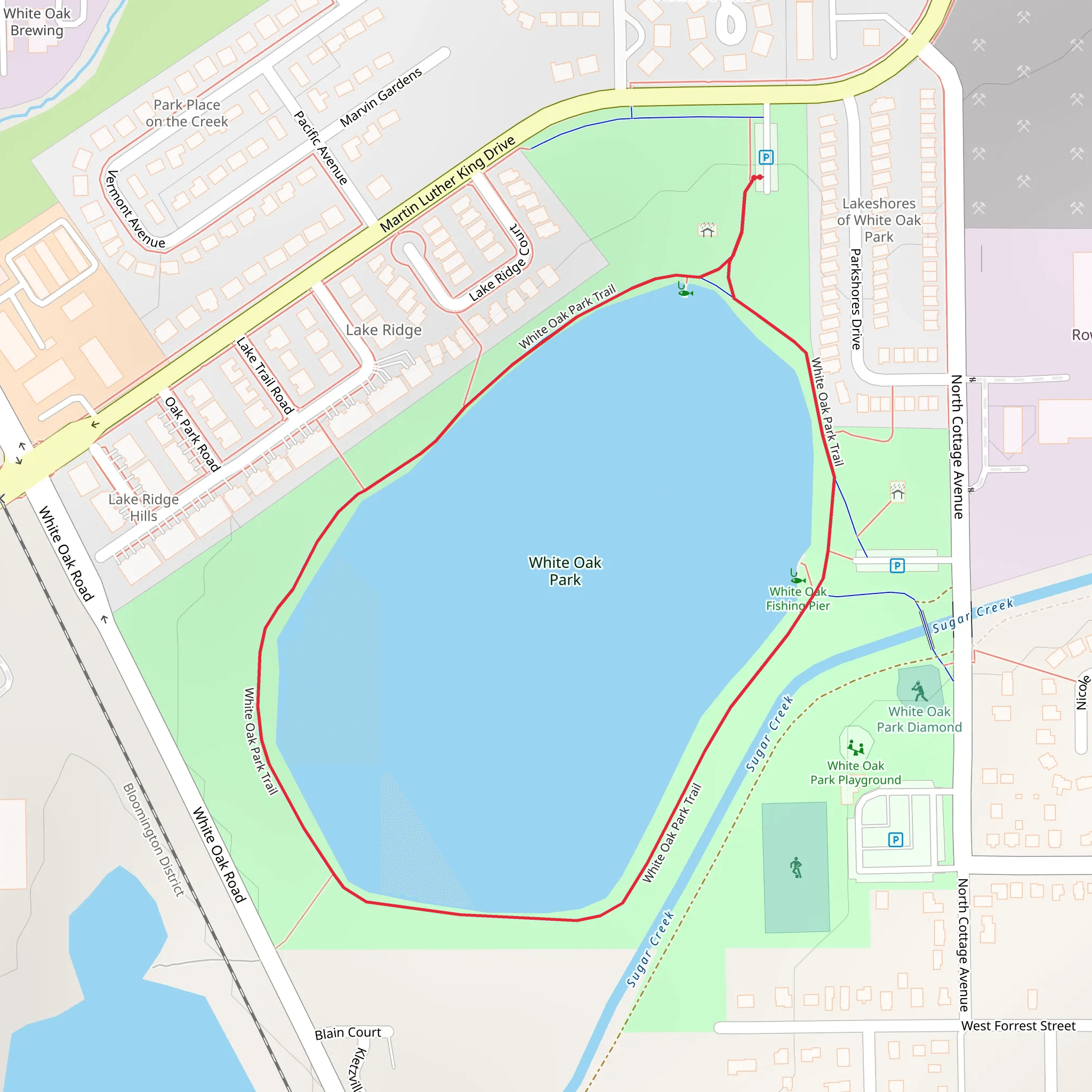 White Oak Park Lake Loop Trail mobile static map