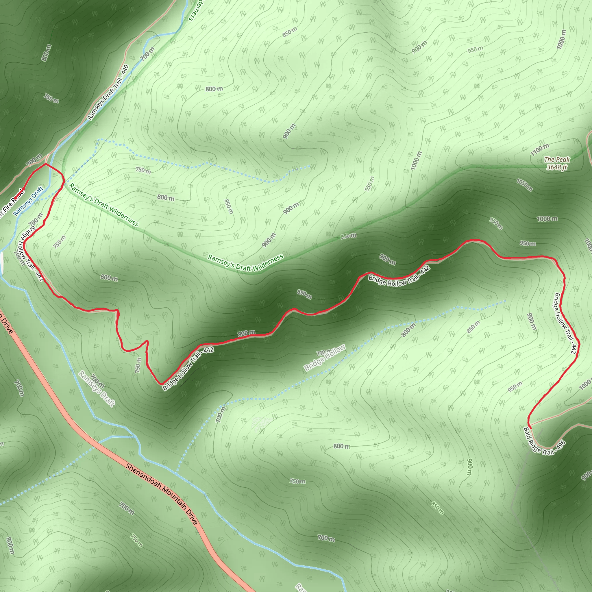 Bridge Hollow Trail mobile static map
