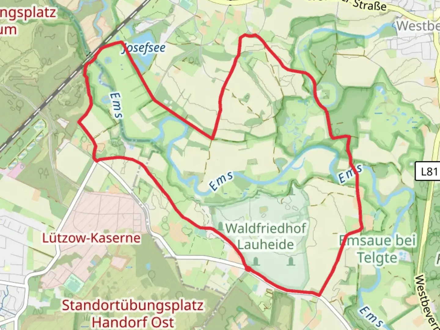 An image depicting the trail Anholt Halle and Emsweg Loop and its surrounding area.