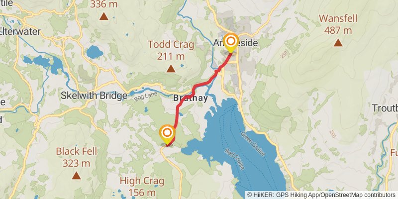 Ravenglass to Ambleside Walk stage 3 Map