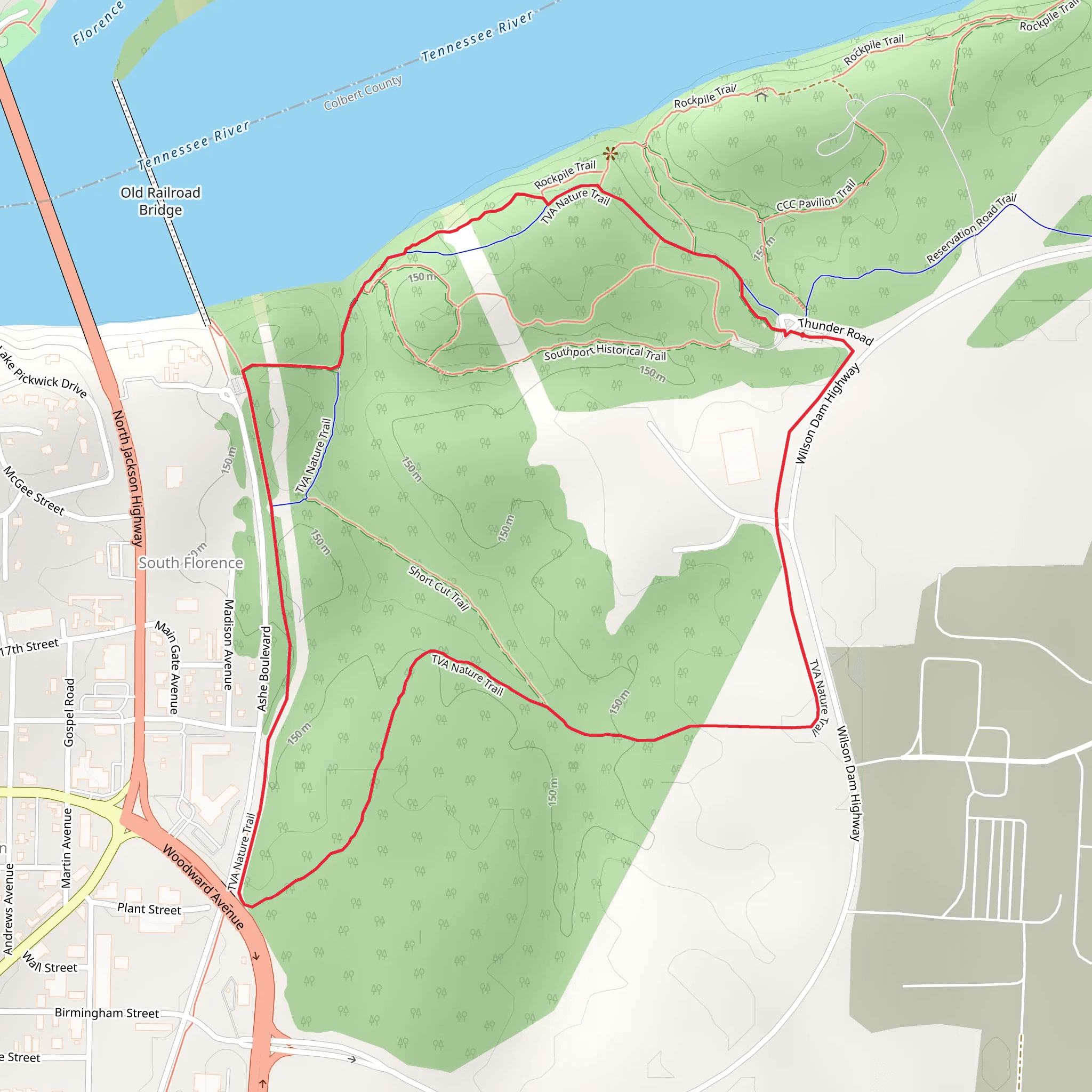 TVA Nature and Rockpile Loop Trail mobile static map