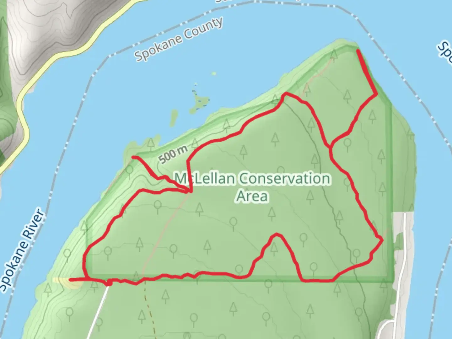An image depicting the trail Spokane River Loop and its surrounding area.