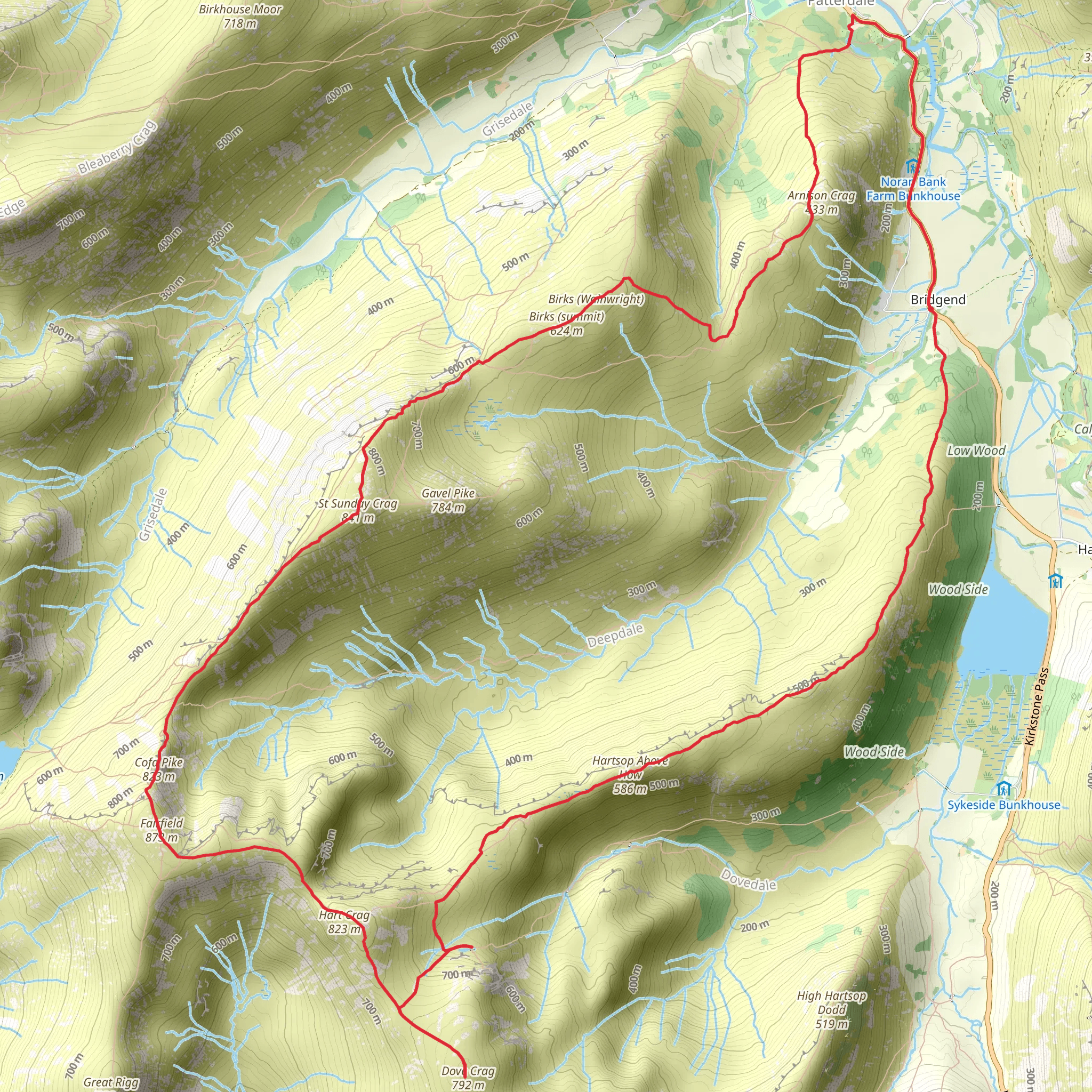 Dove, Hart , Fairfield and St Sunday Crag Loop - Bridgend mobile static map