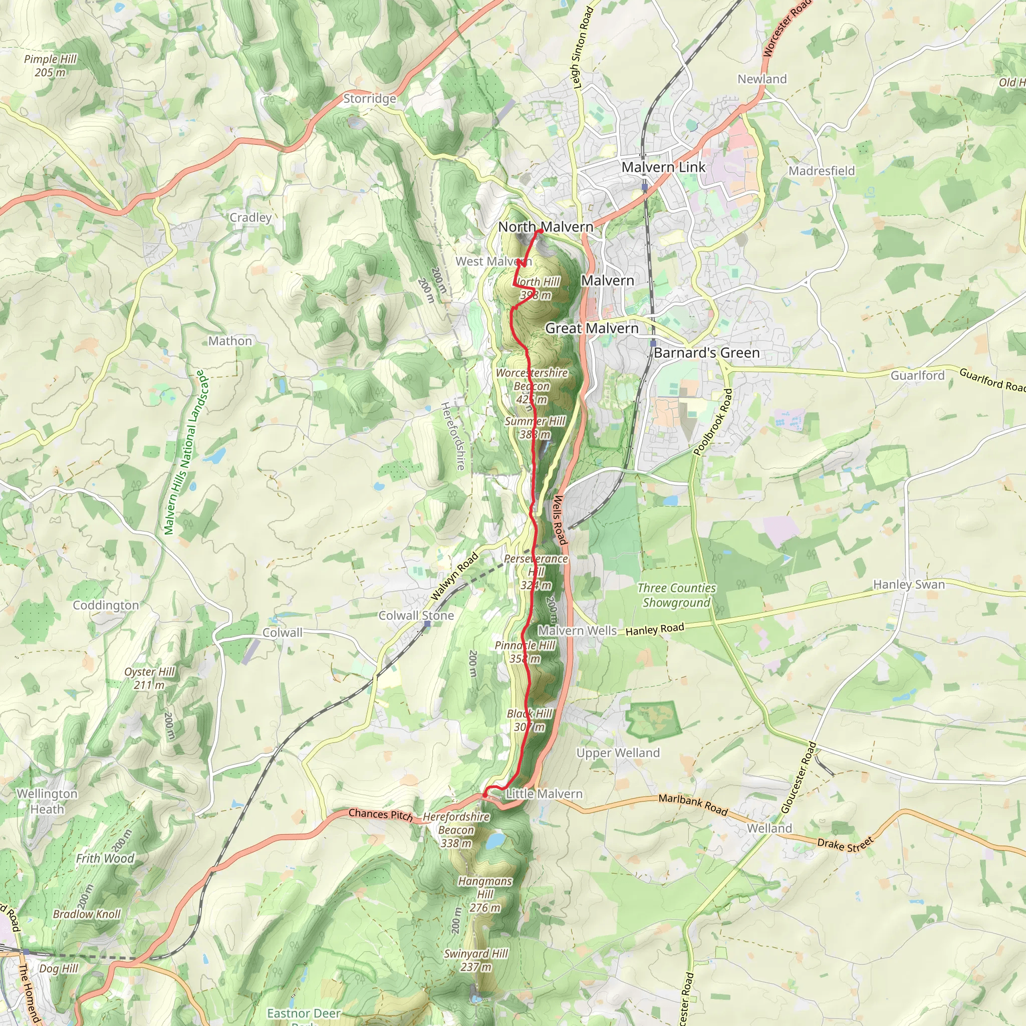 Perseverance Hill and Black Hill via Three Choirs Way mobile static map