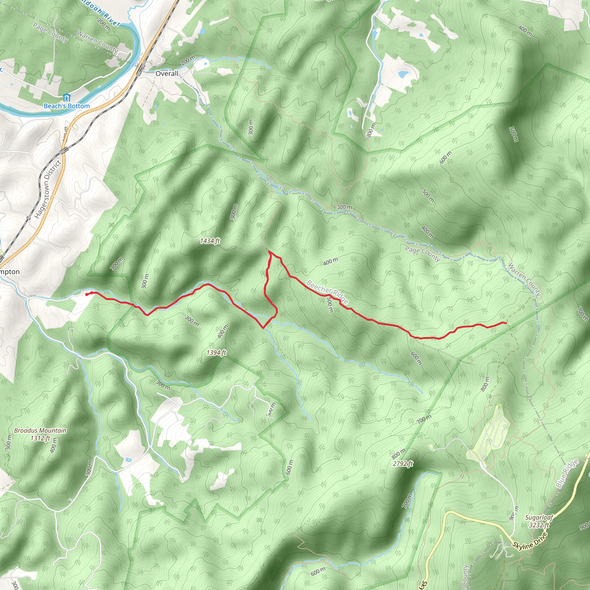 Beecher Ridge via Heiskell Hollow Trail mobile static map