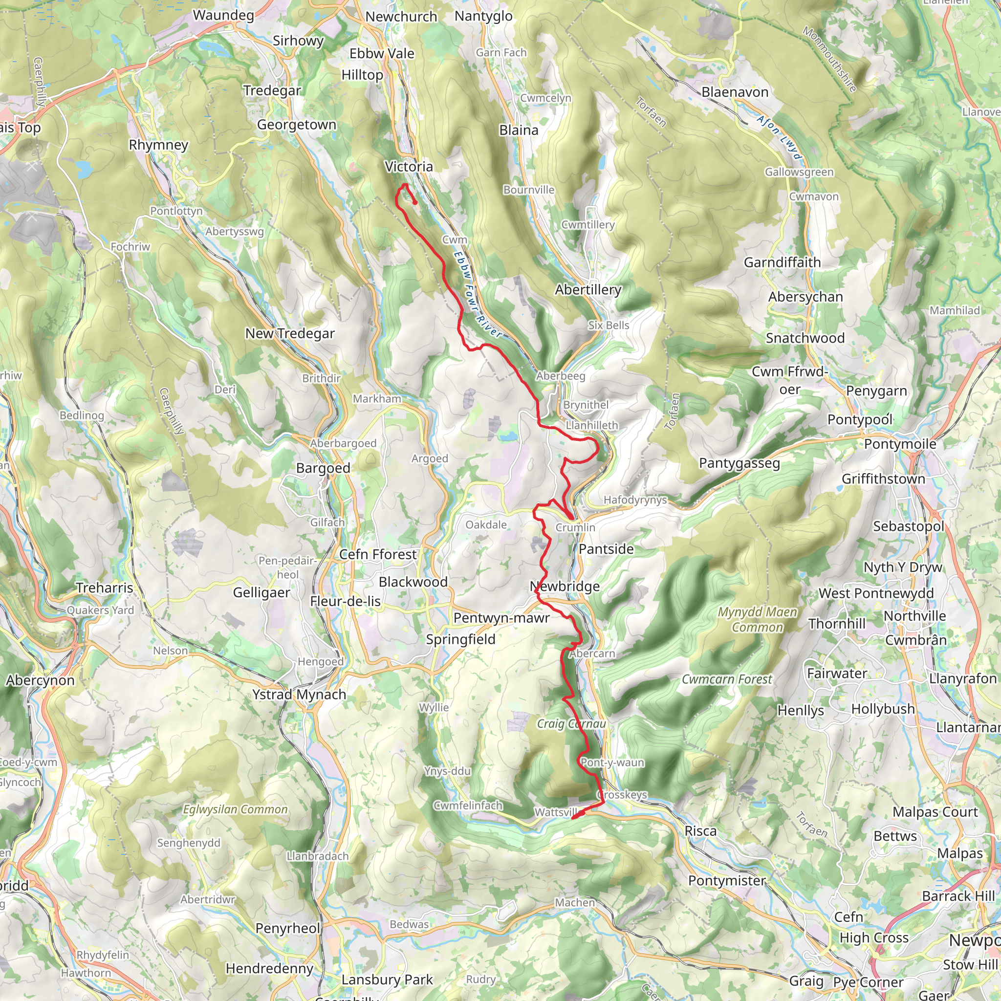 Ebbw Valley Walk mobile static map