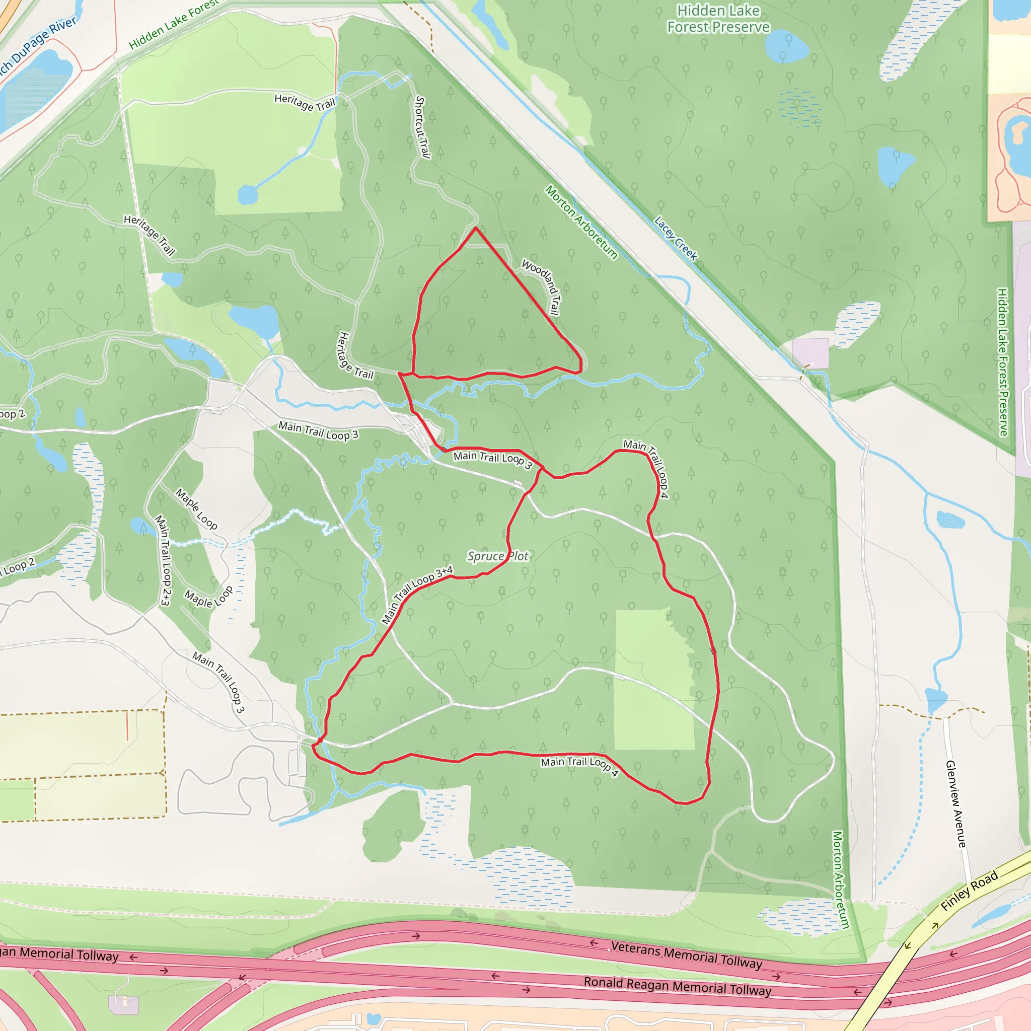Woodland and Main Trail Loop - Spruce Point mobile static map