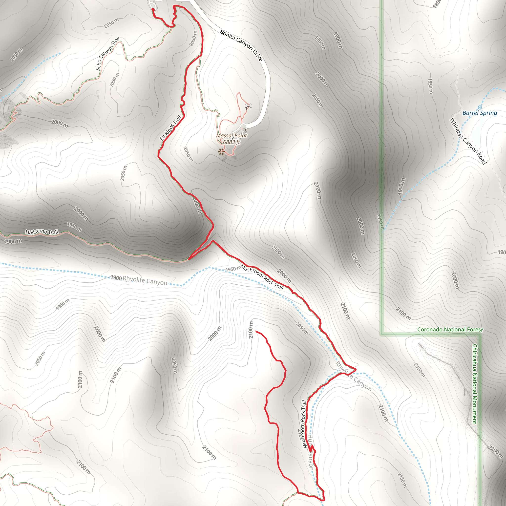 Ed Riggs Trail and Mushroom Rock Trail mobile static map