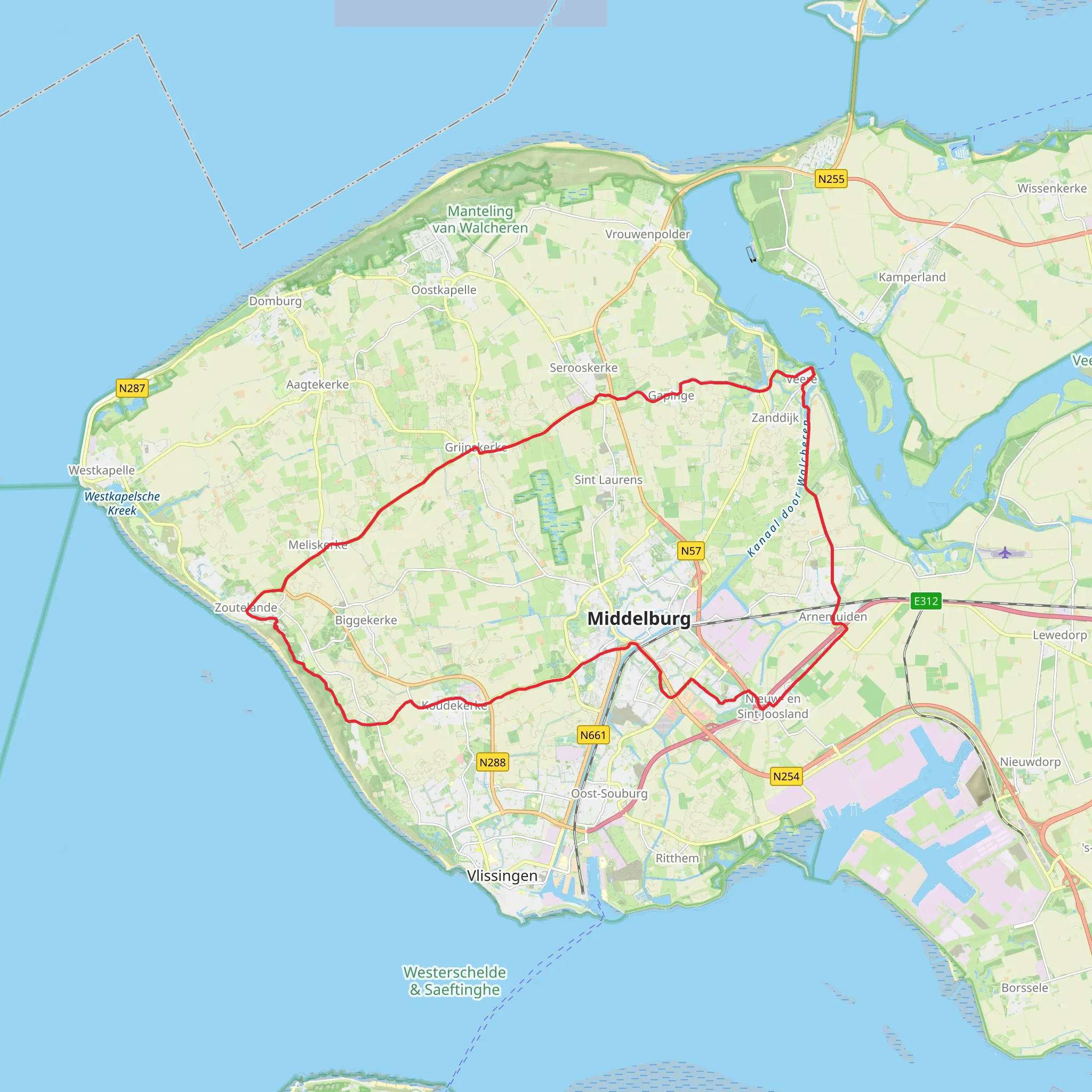 Strandweg, Kreekweg and Hondegemsweg Loop mobile static map