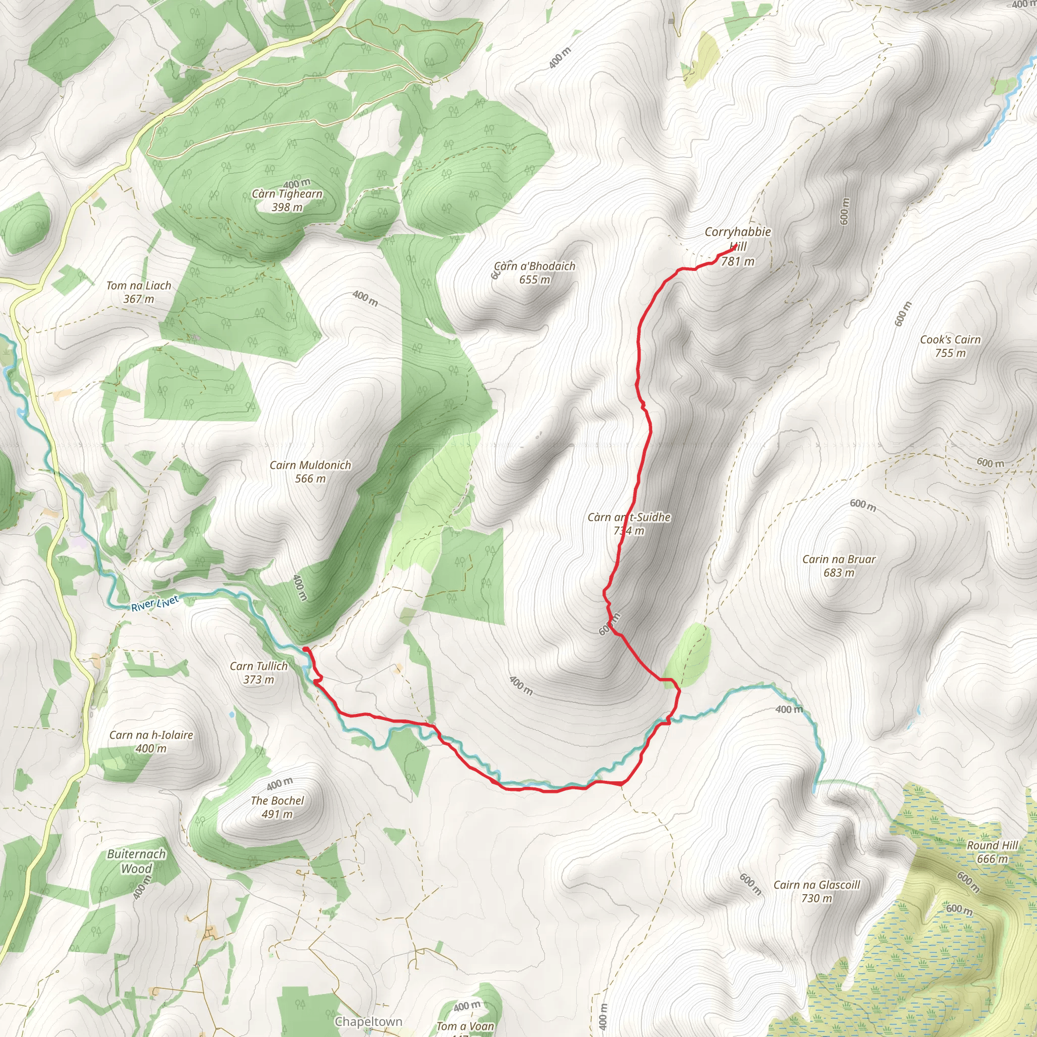 Corryhabbie Hill mobile static map