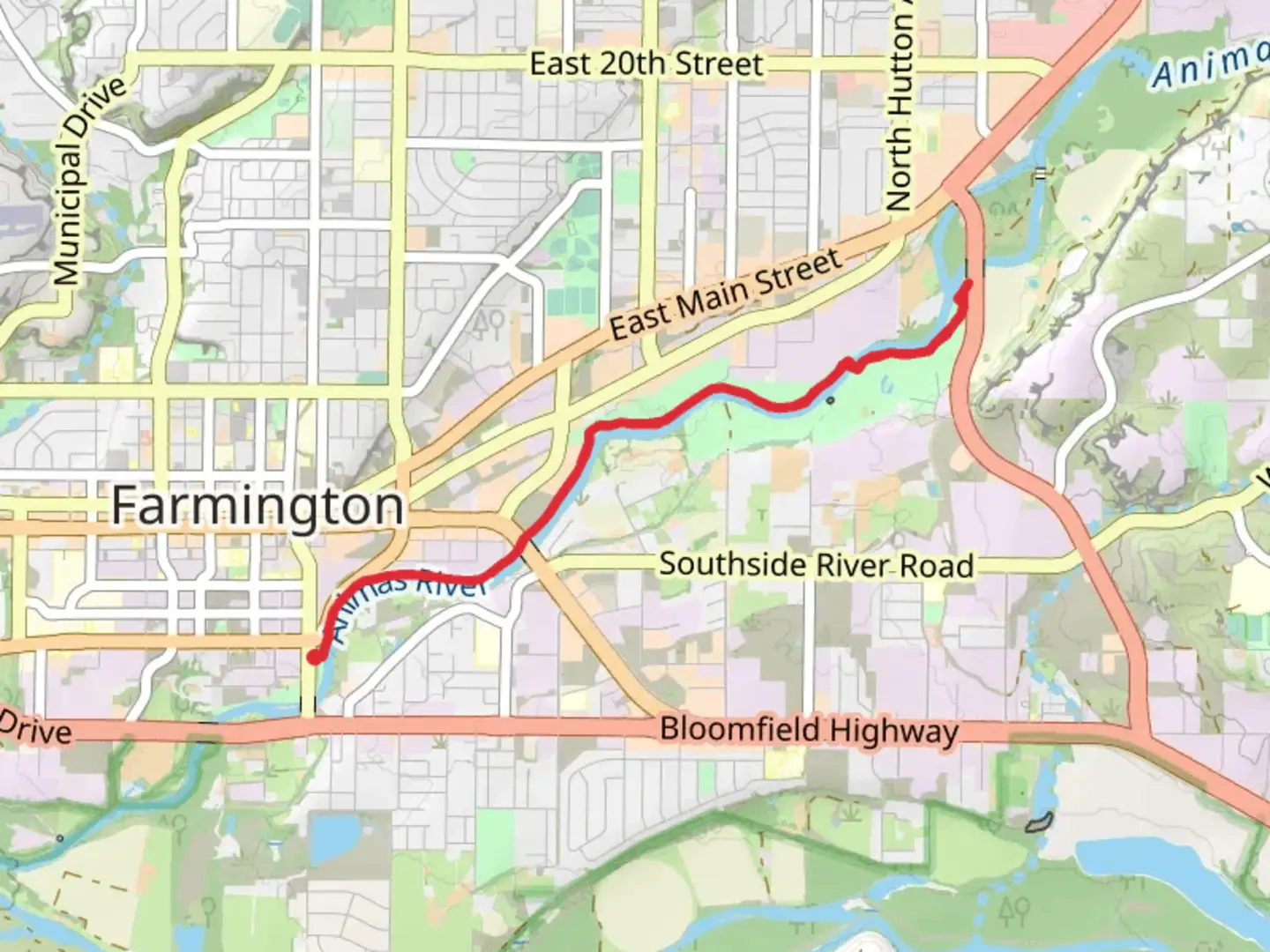 An image depicting the trail Animas River Trail and its surrounding area.