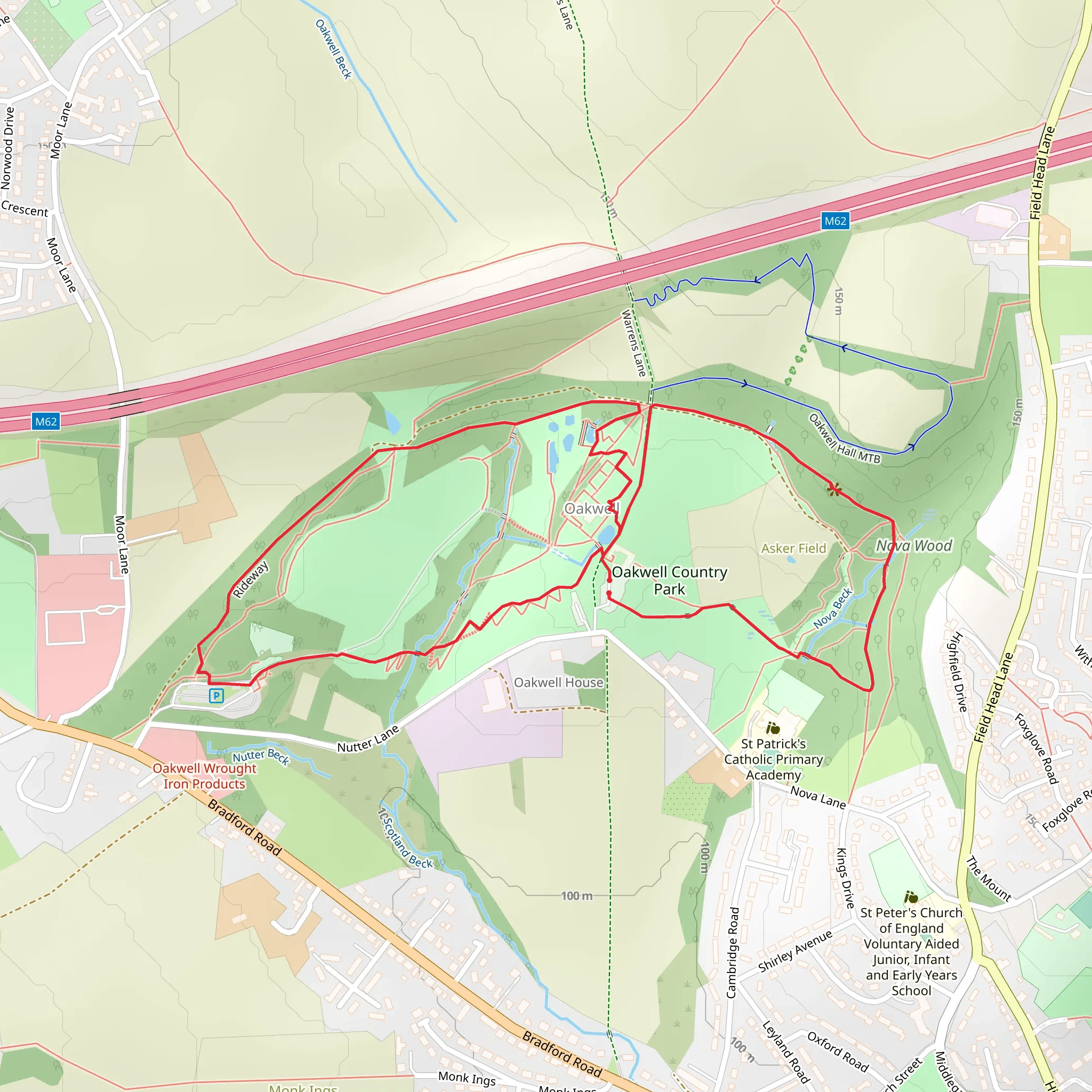 Oakwell Country Park Circular Path mobile static map