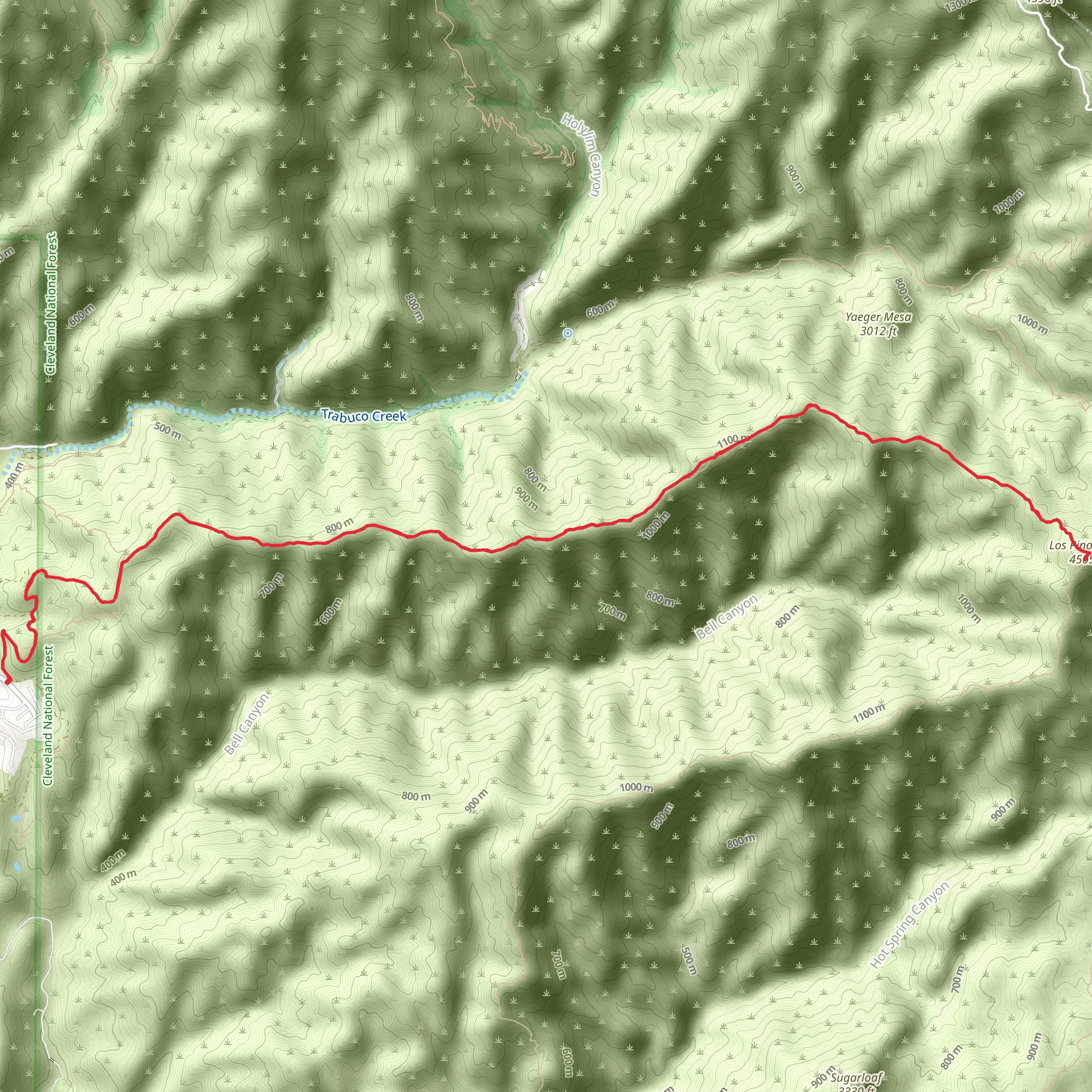 Los Pinos Peak via Bell Ridge mobile static map