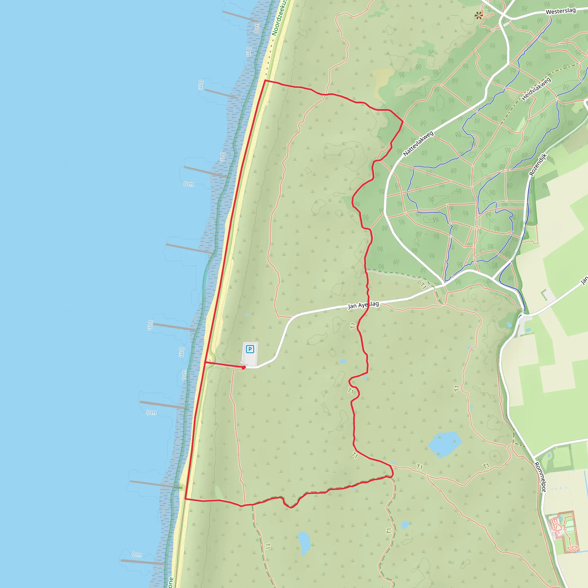 Noordvlak, Kompaspad and Natte Vlak Loop mobile static map