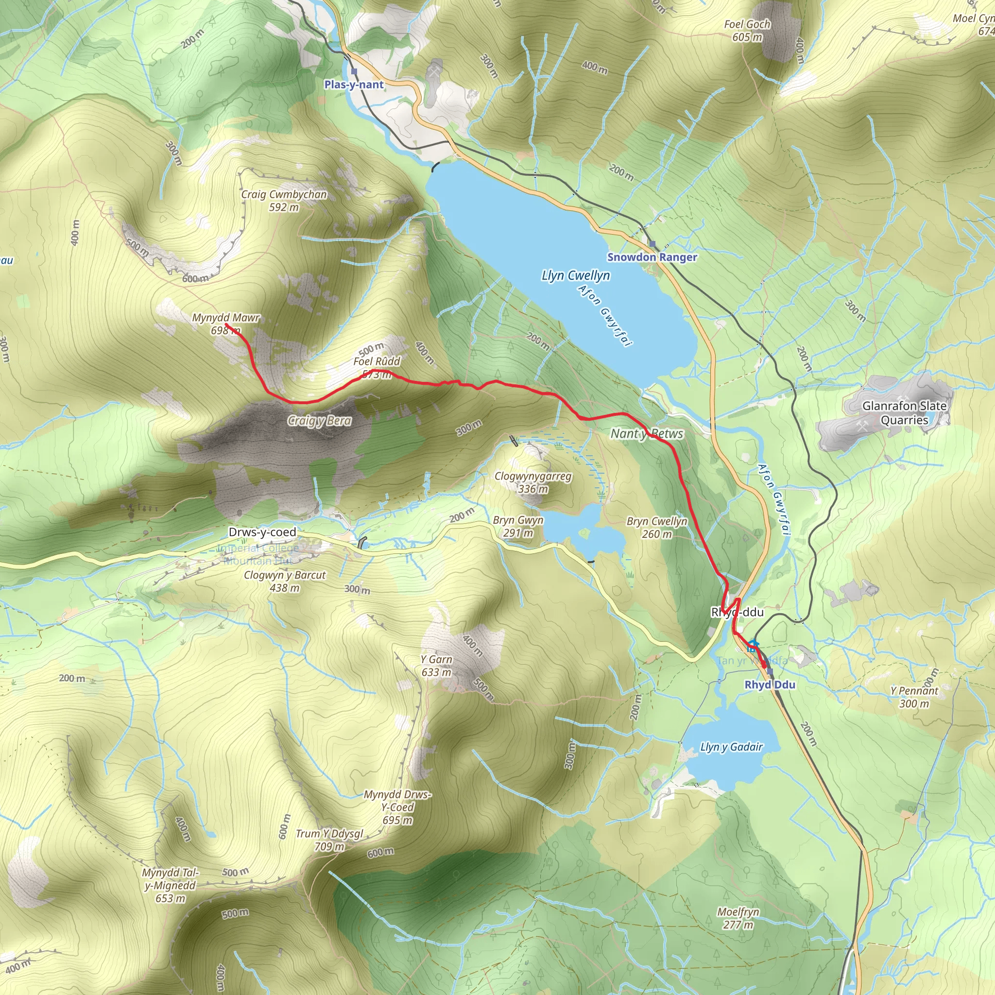 Mynydd Mawr from Rhyd-Ddu mobile static map