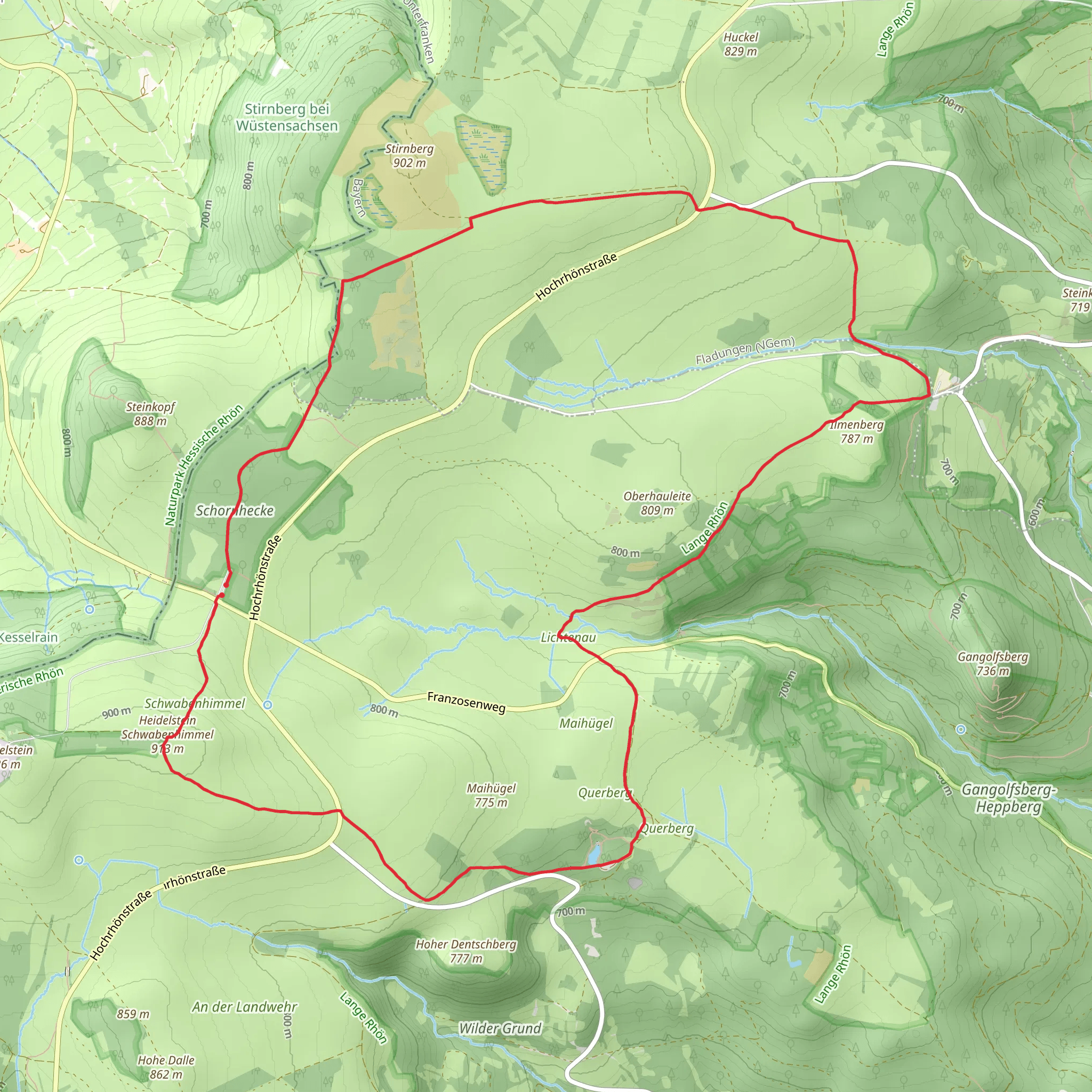 Schornhecke, Lange Rhön and Basaltsee Loop via Saar Schlesien Weg mobile static map